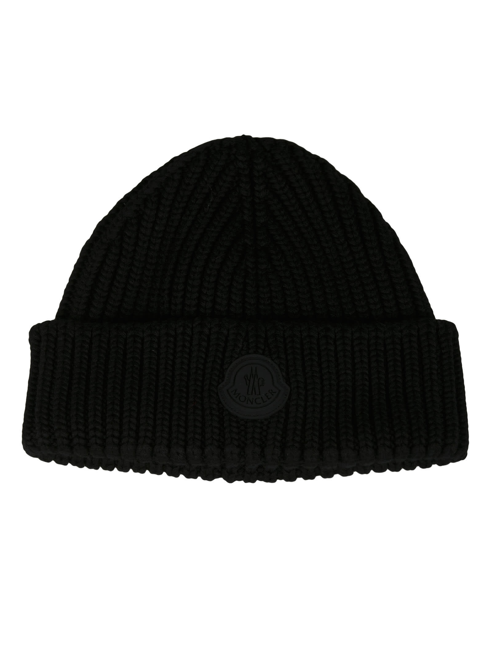 Moncler Logo Patch Ribbed Beanie