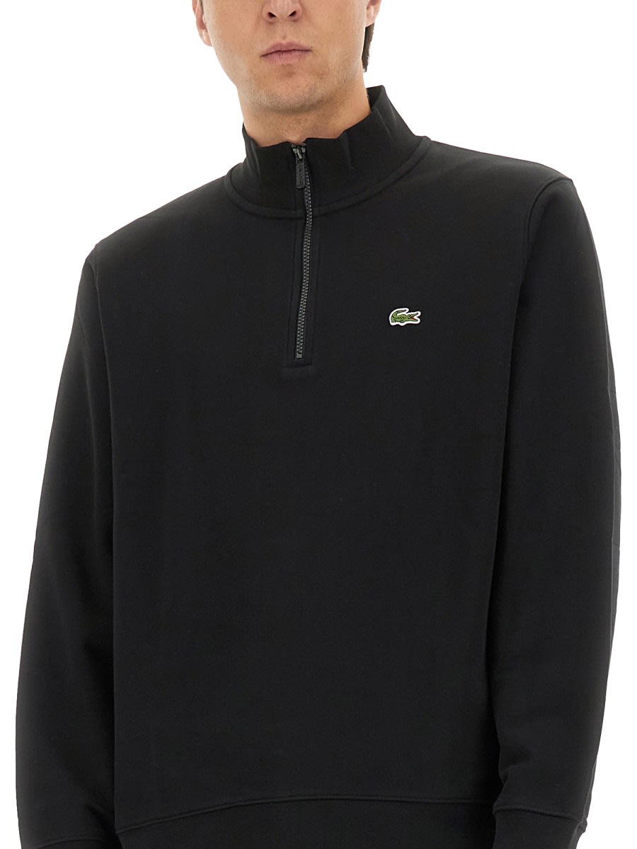 Lacoste Cozy Knitwear Featuring Ribbed Cuffs In Black