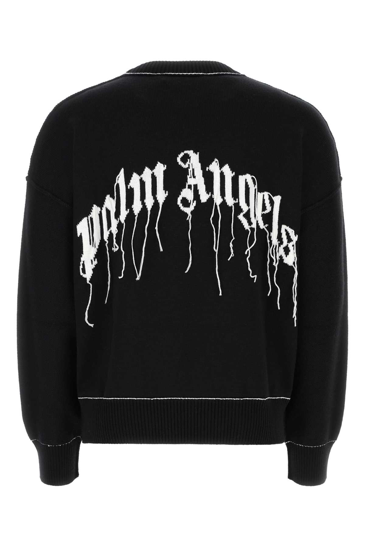 Palm Angels Black Wool Sweater In Multicolor