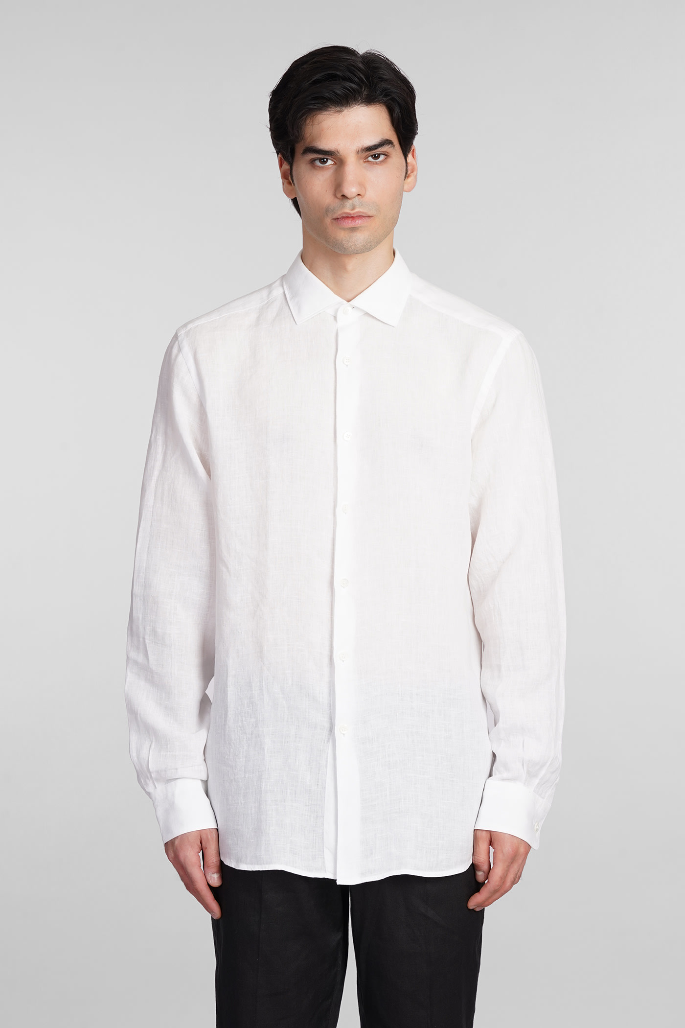 Shop Zegna Shirt In White Linen