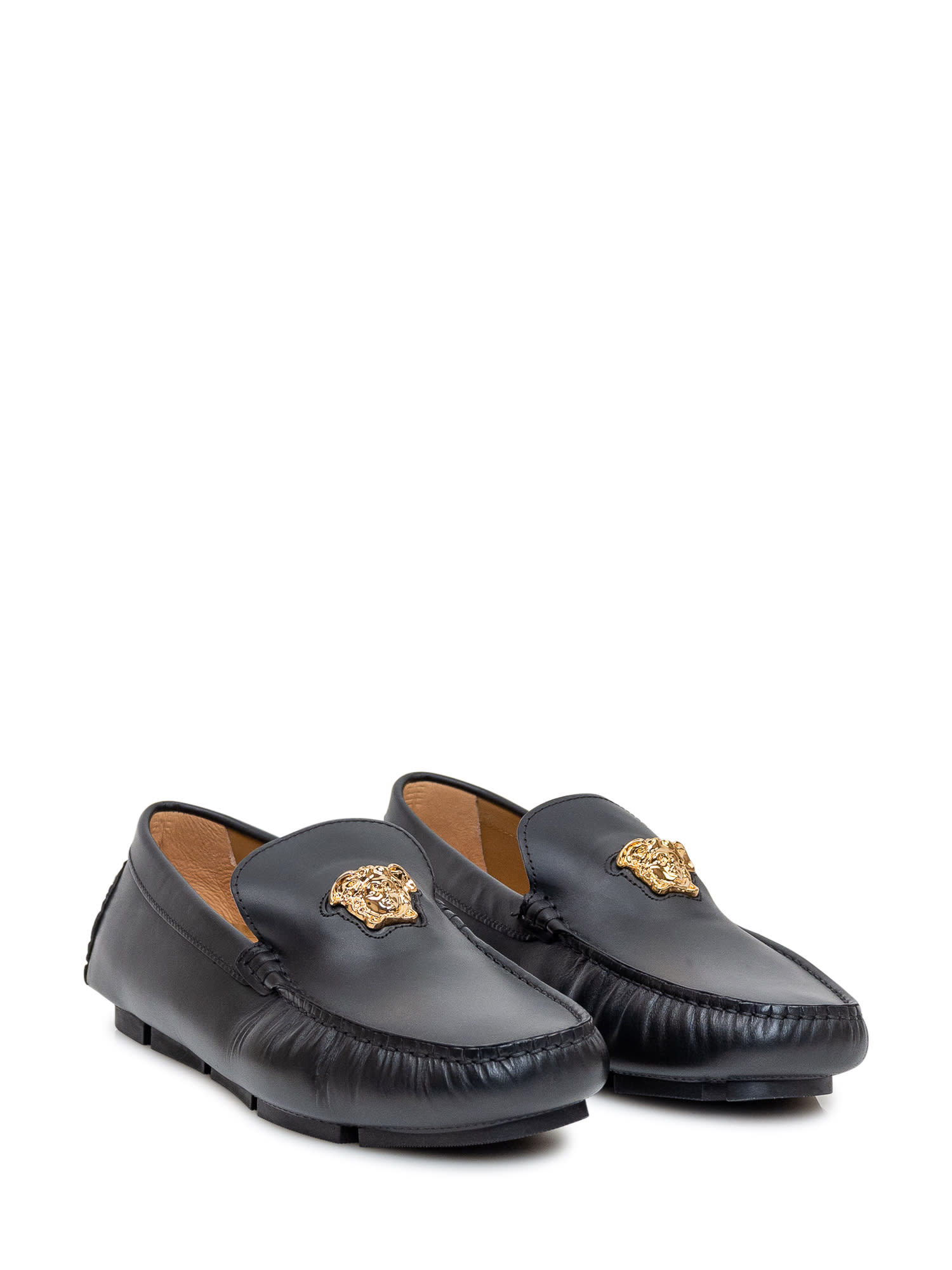 Shop Versace Loafers The Medusa In Nero