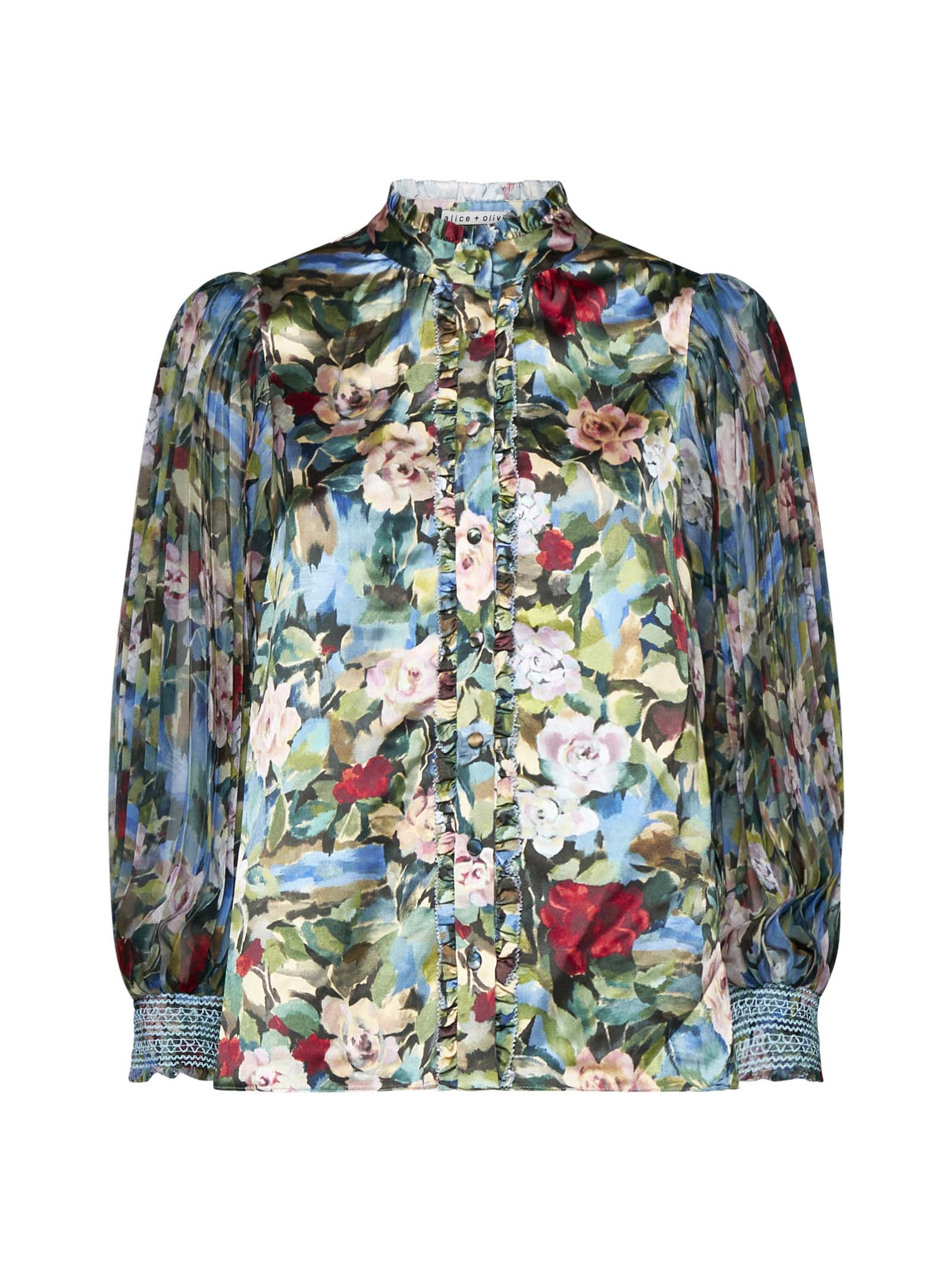 Shop Alice And Olivia Shirt In Breeze Floral Sm