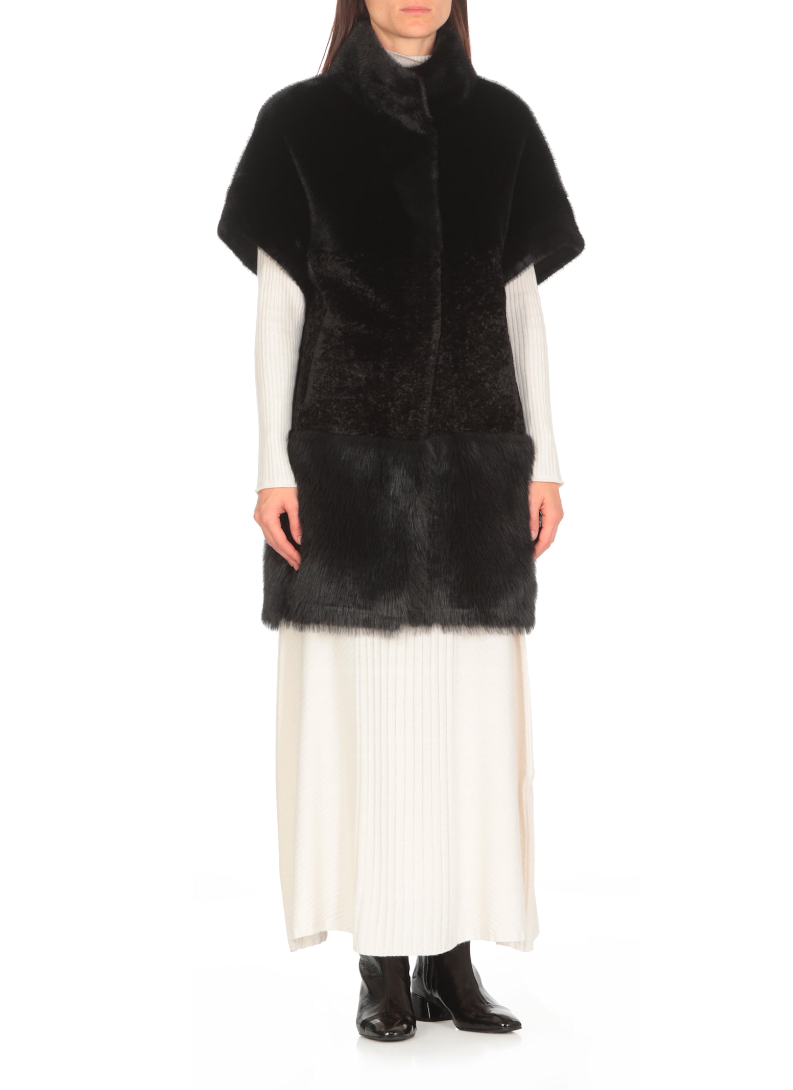 Shop Bully Syntetic Fur Coat In Black