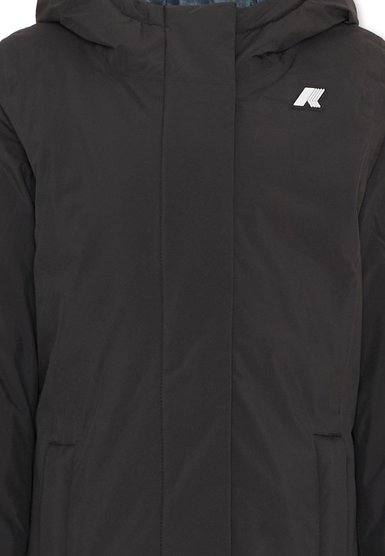 K-way Black Parka For Kids With Logo In Black