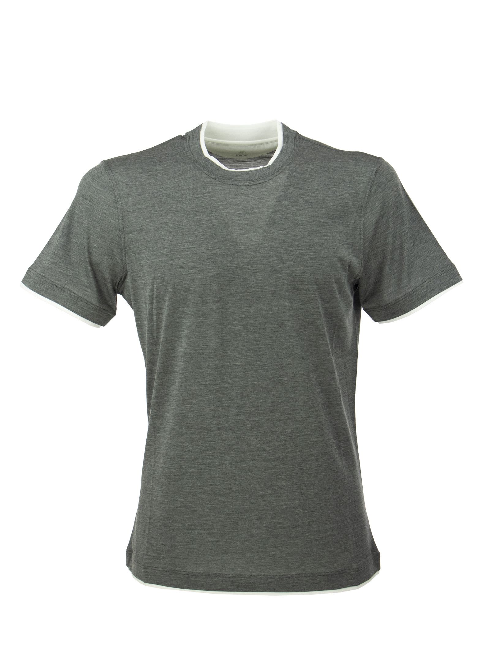 Brunello Cucinelli Cotton And Silk Round Neck Slim Fit T-shirt With Faux-layering