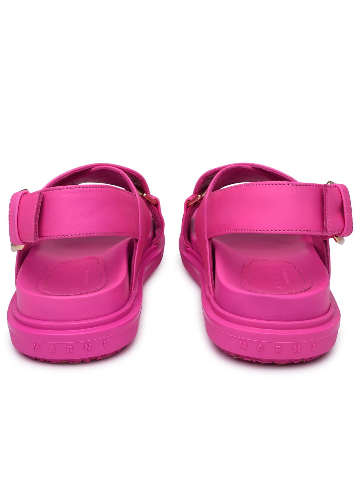 Shop Marni Fuchsia Leather Sandals In Pink