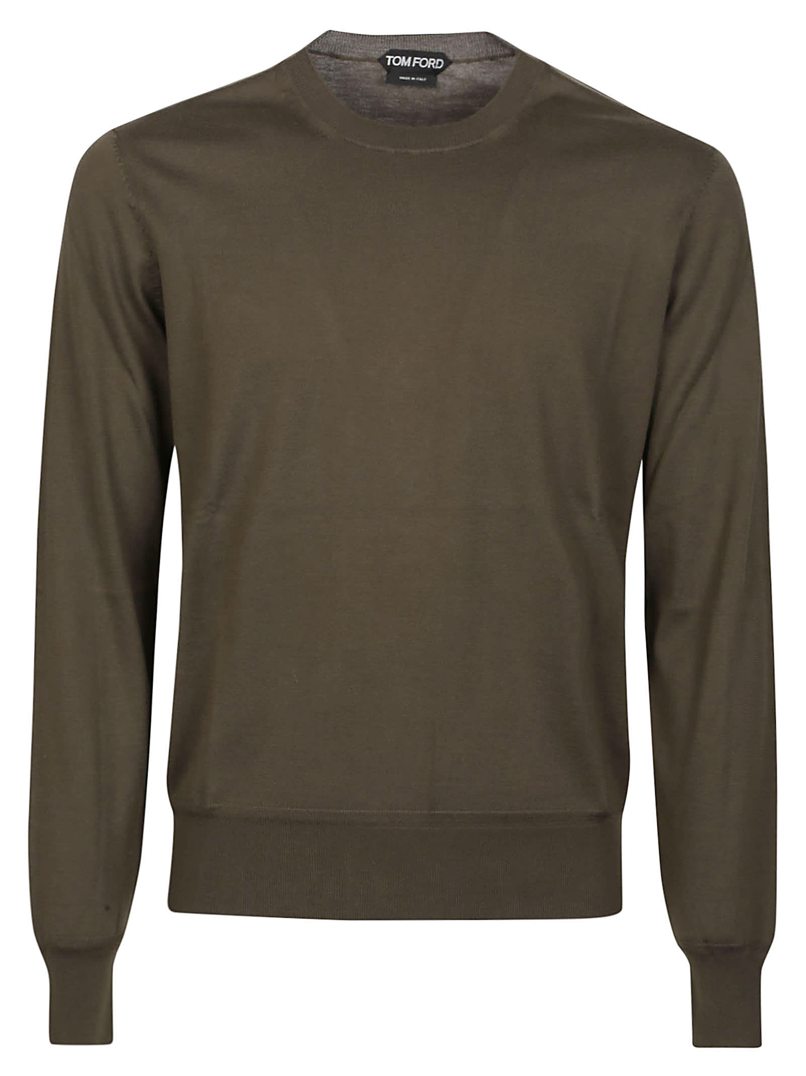 Shop Tom Ford Long Sleeve Sweater In Dark Olive