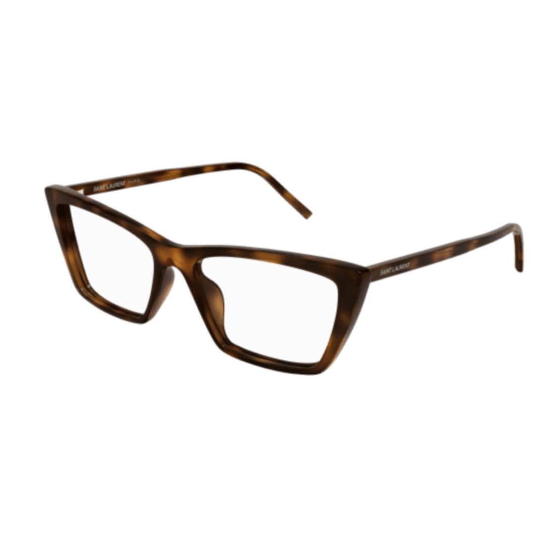 Shop Saint Laurent Sl 737ica Thin Opt-003 Havana-havana-transparent