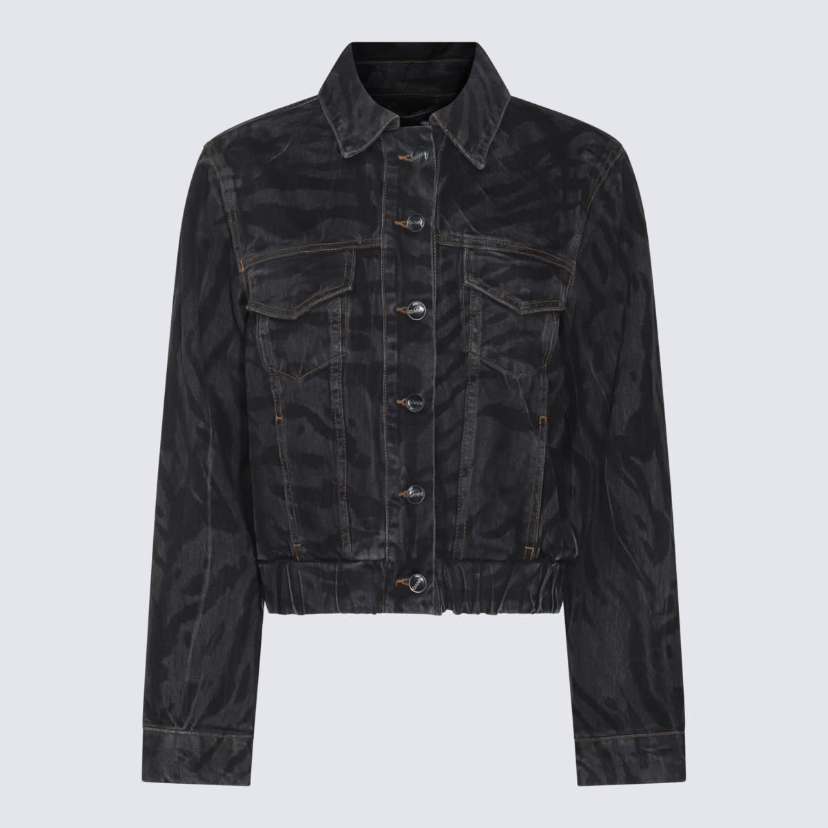 Shop Ganni Black Cotton Denim Jacket