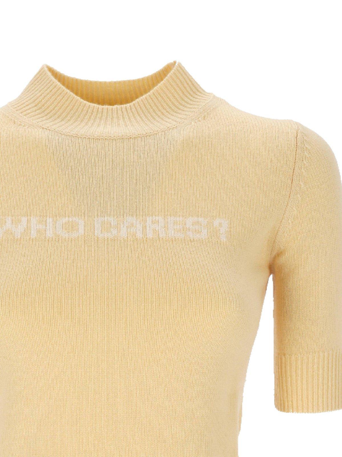 Sportmax Short-sleeve Knit Top In Avorio
