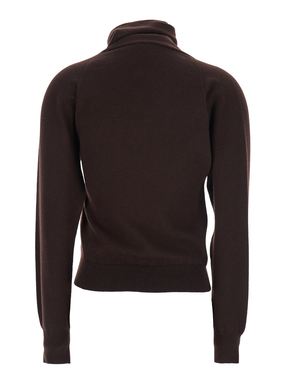Tom Ford Brown Sweater With High Neck In Cashmere And Cotton Blend Woman In Brown