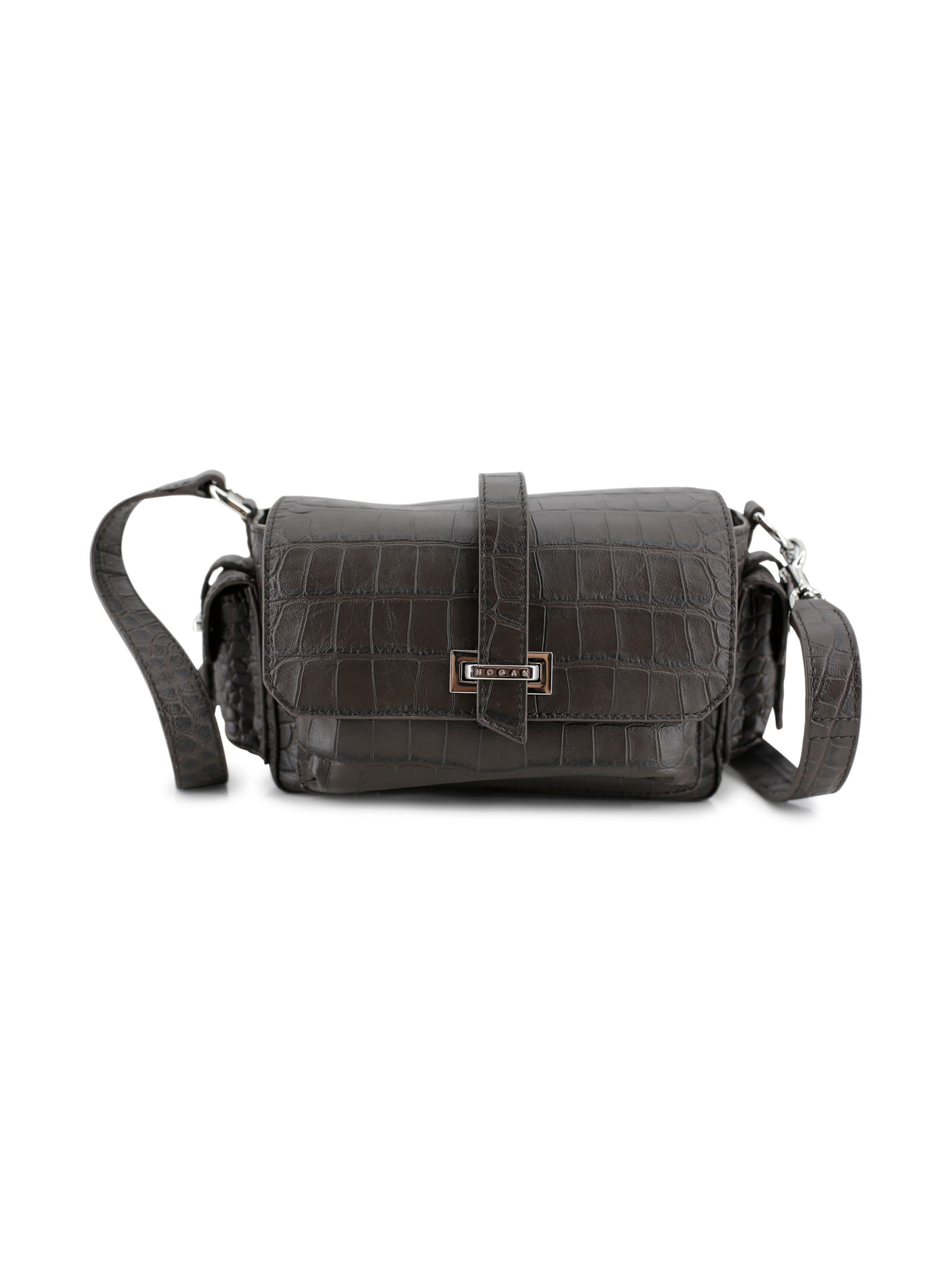 Hogan Flap Bag Crocodile-print Leather In Brown