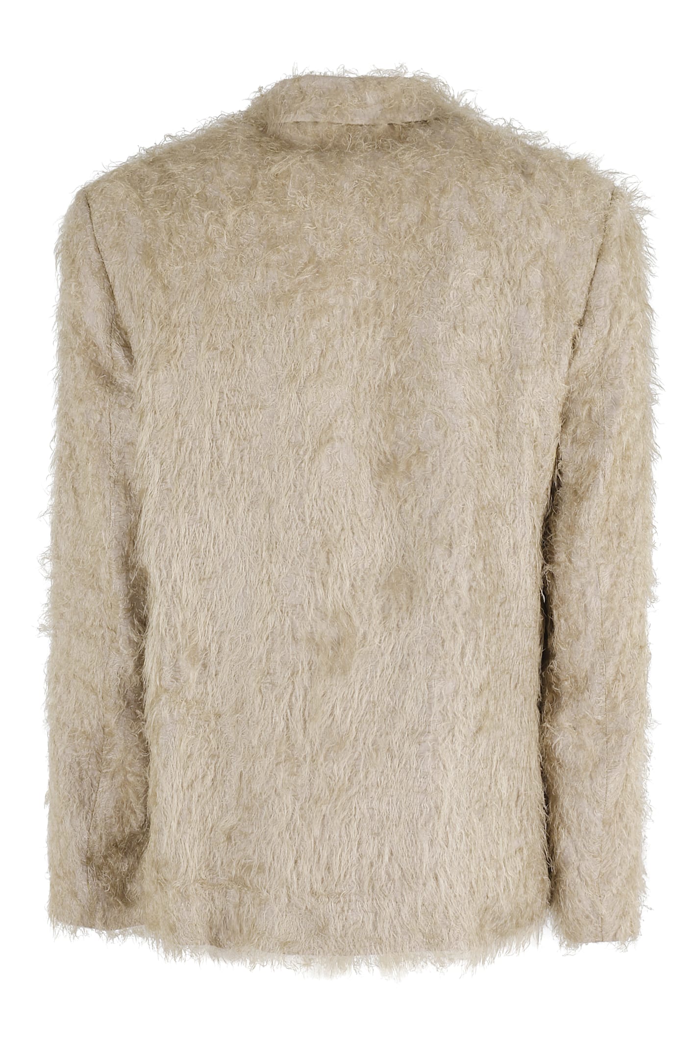 Alysi Fringe Textured Single-breasted Blazer In Neutral