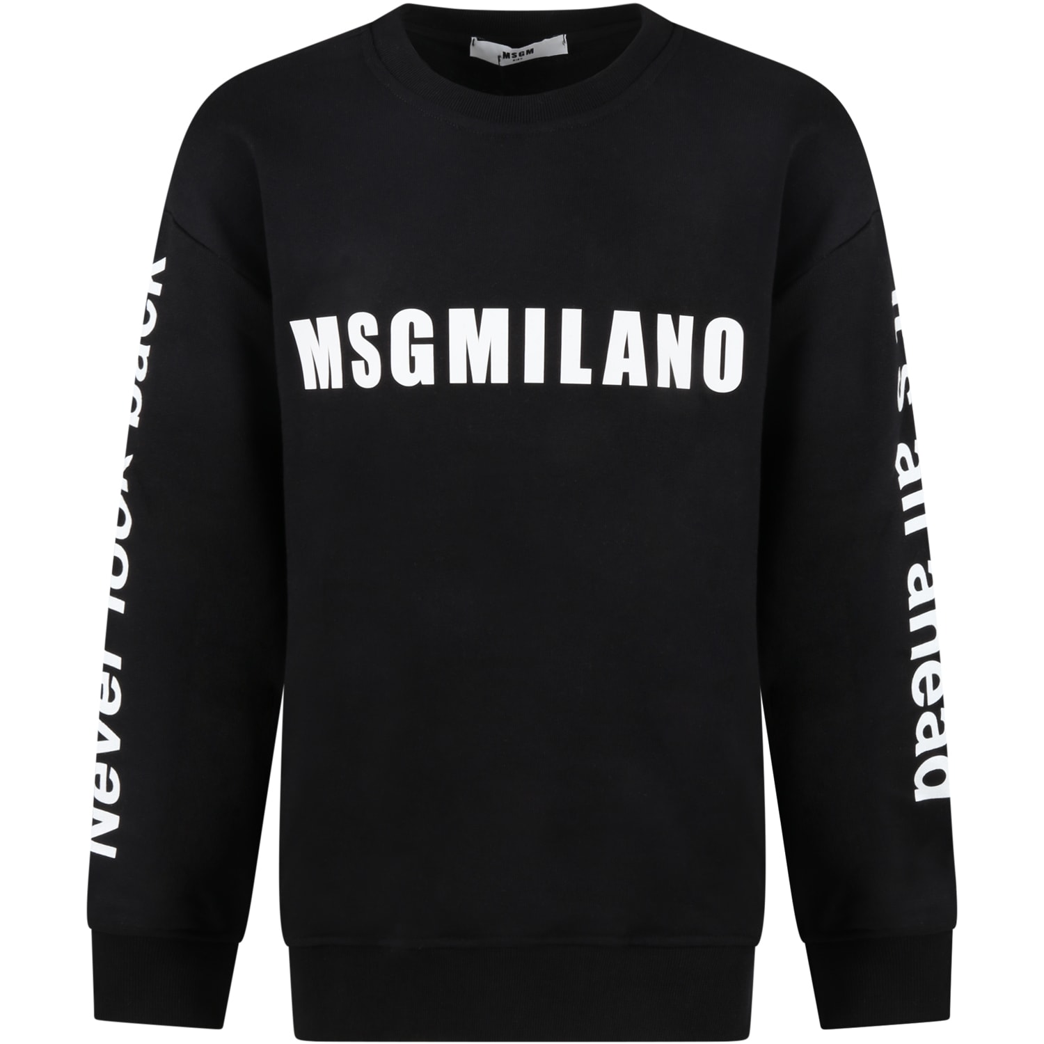MSGM Black Sweatshirt For Kids With White Logo