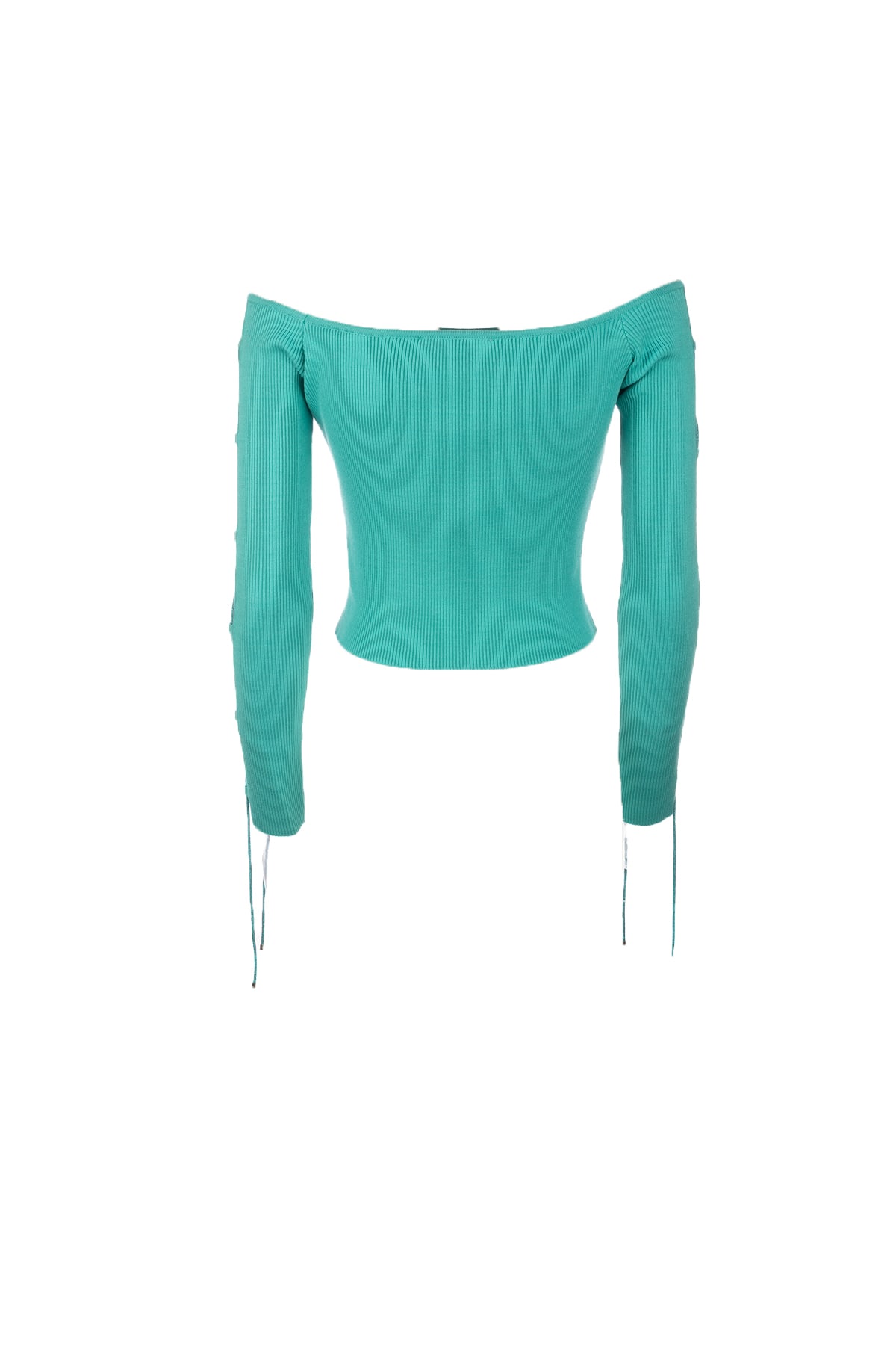 Giuseppe Di Morabito Lace-up Off-the-shoulder Cropped Knitwear In Blue