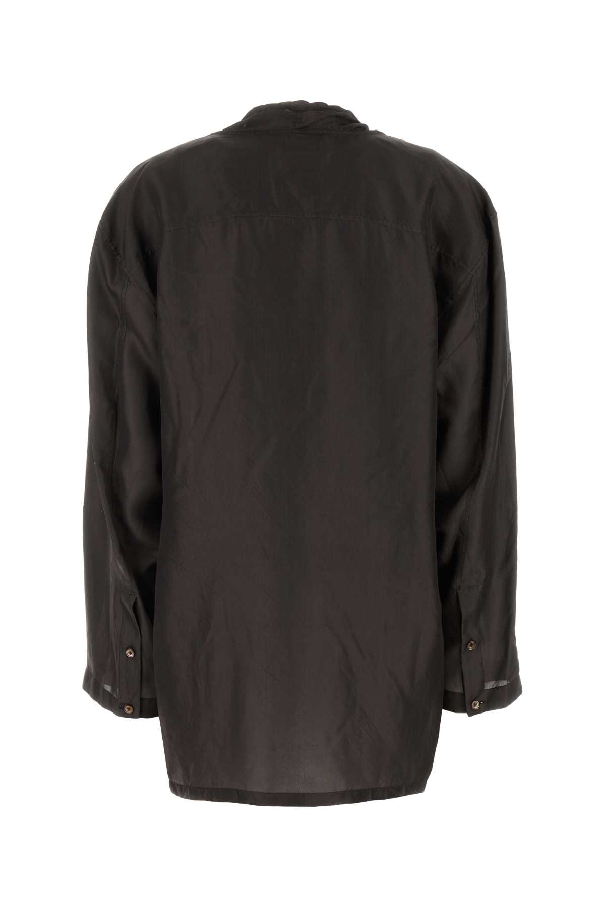 Shop Lemaire Dark Brown Silk Blouse In Espresso