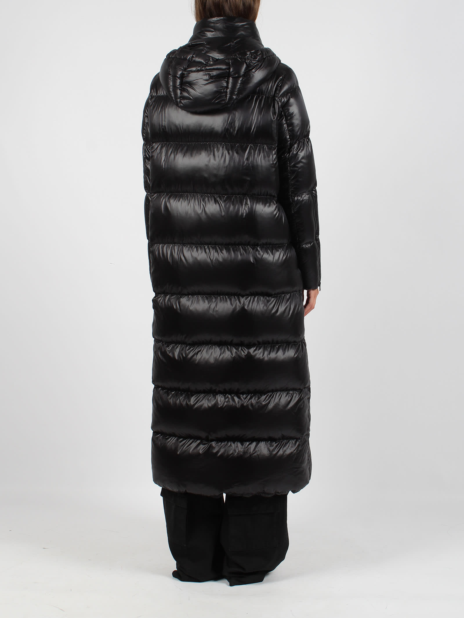 Shop Herno Nylon Long Down Jacket In Black