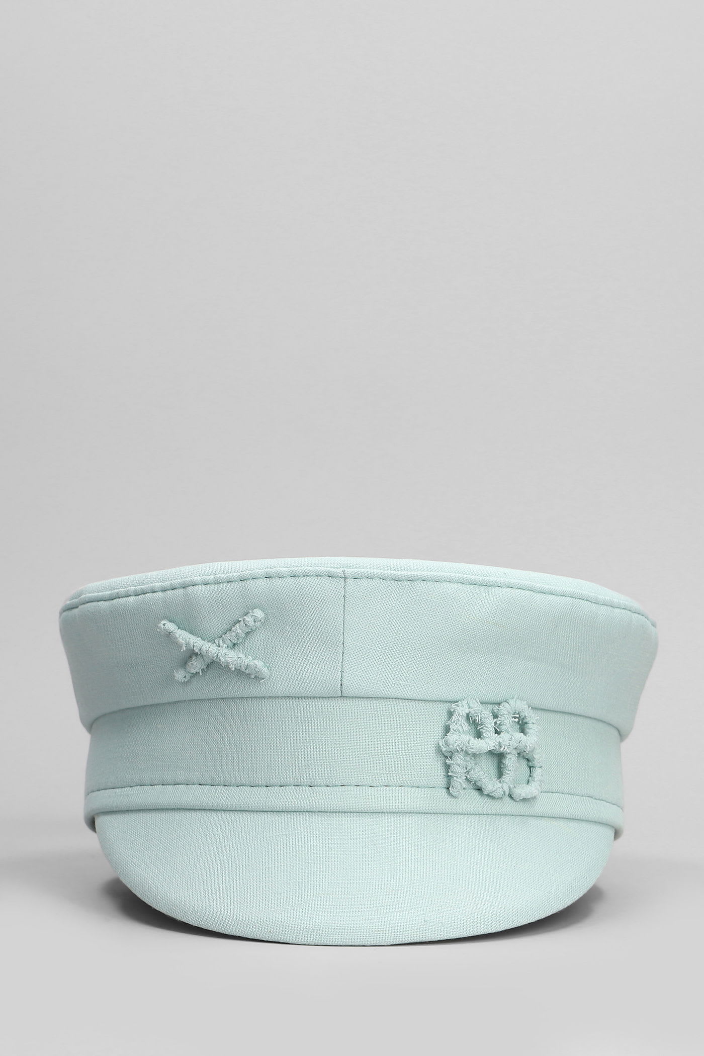 Ruslan Baginskiy Baker Boy Hats In Green Linen In Gray