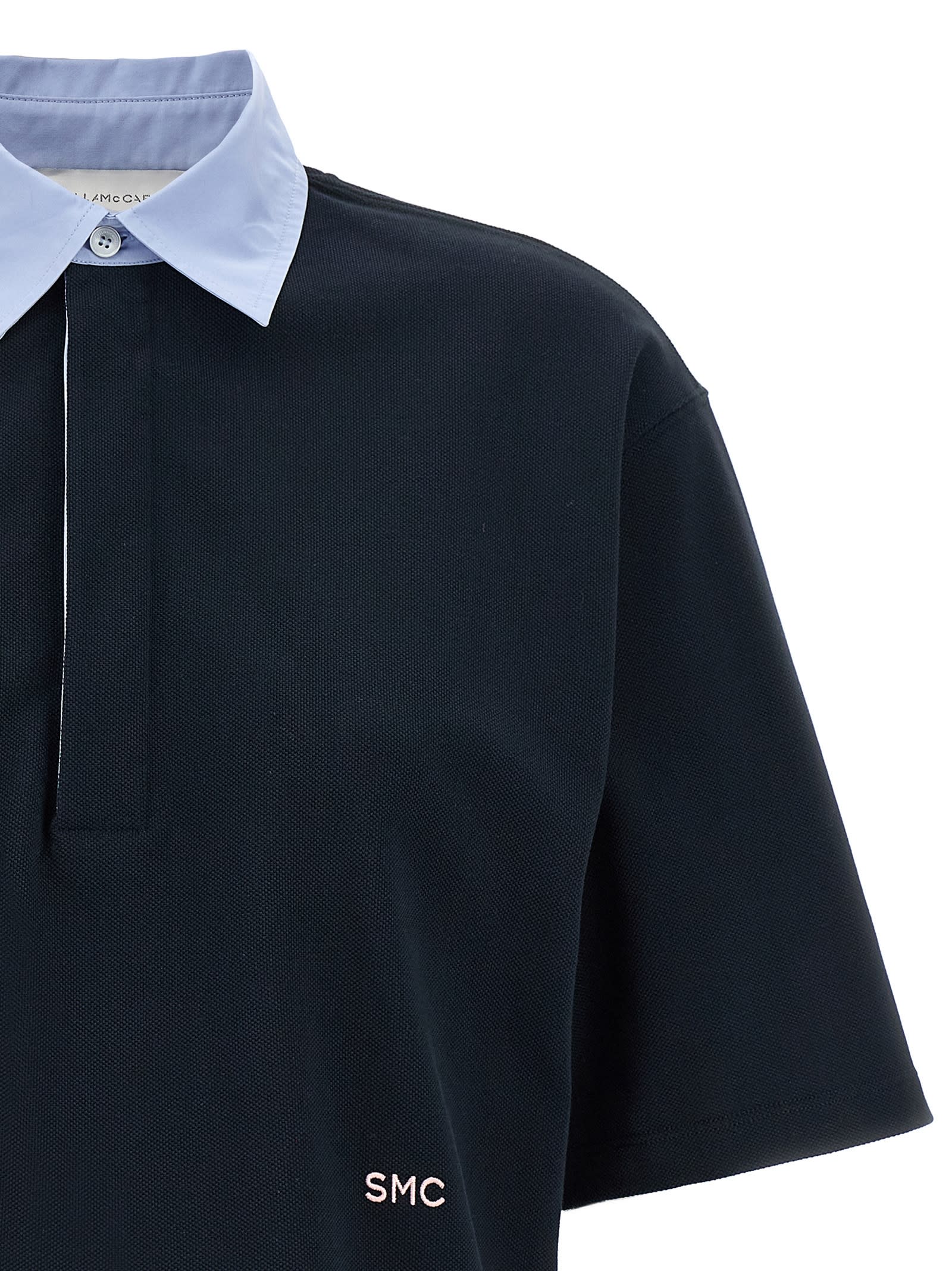 Stella Mccartney Cropped Piquet Polo In Blue