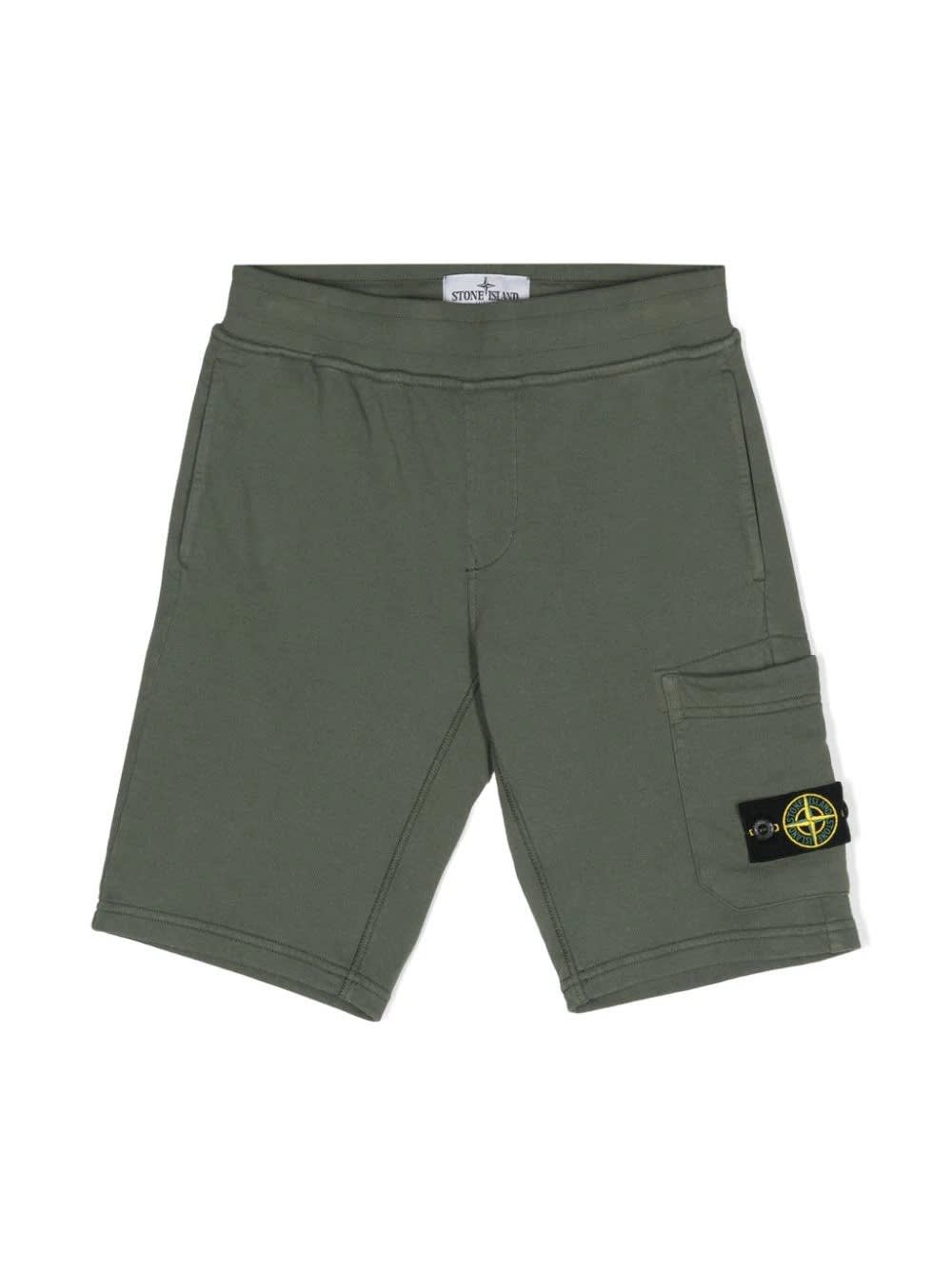 Stone Island Compass-badge Jersey Shorts In Green