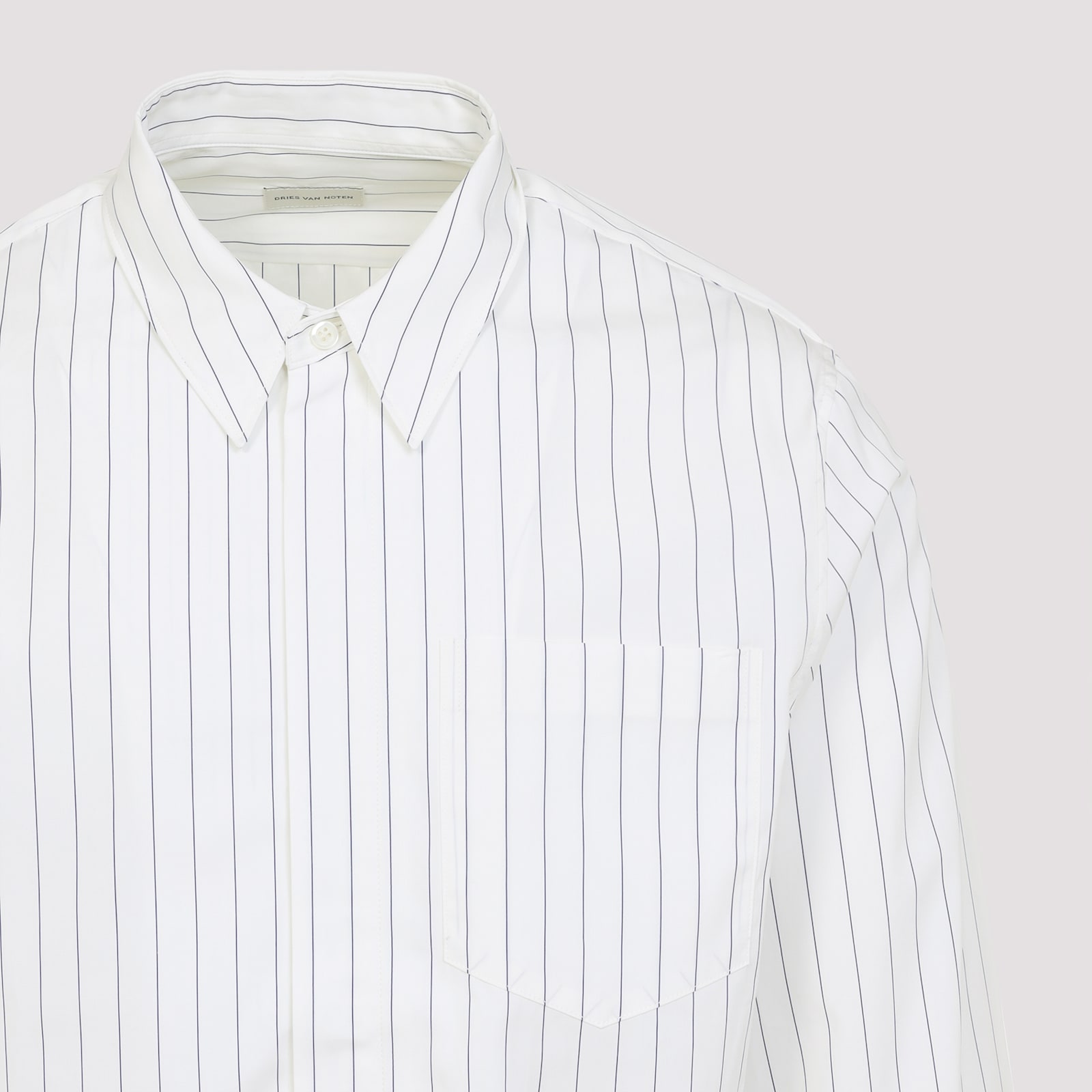 Dries Van Noten Corran Shirt With Back Yoke And Front Pocket In White