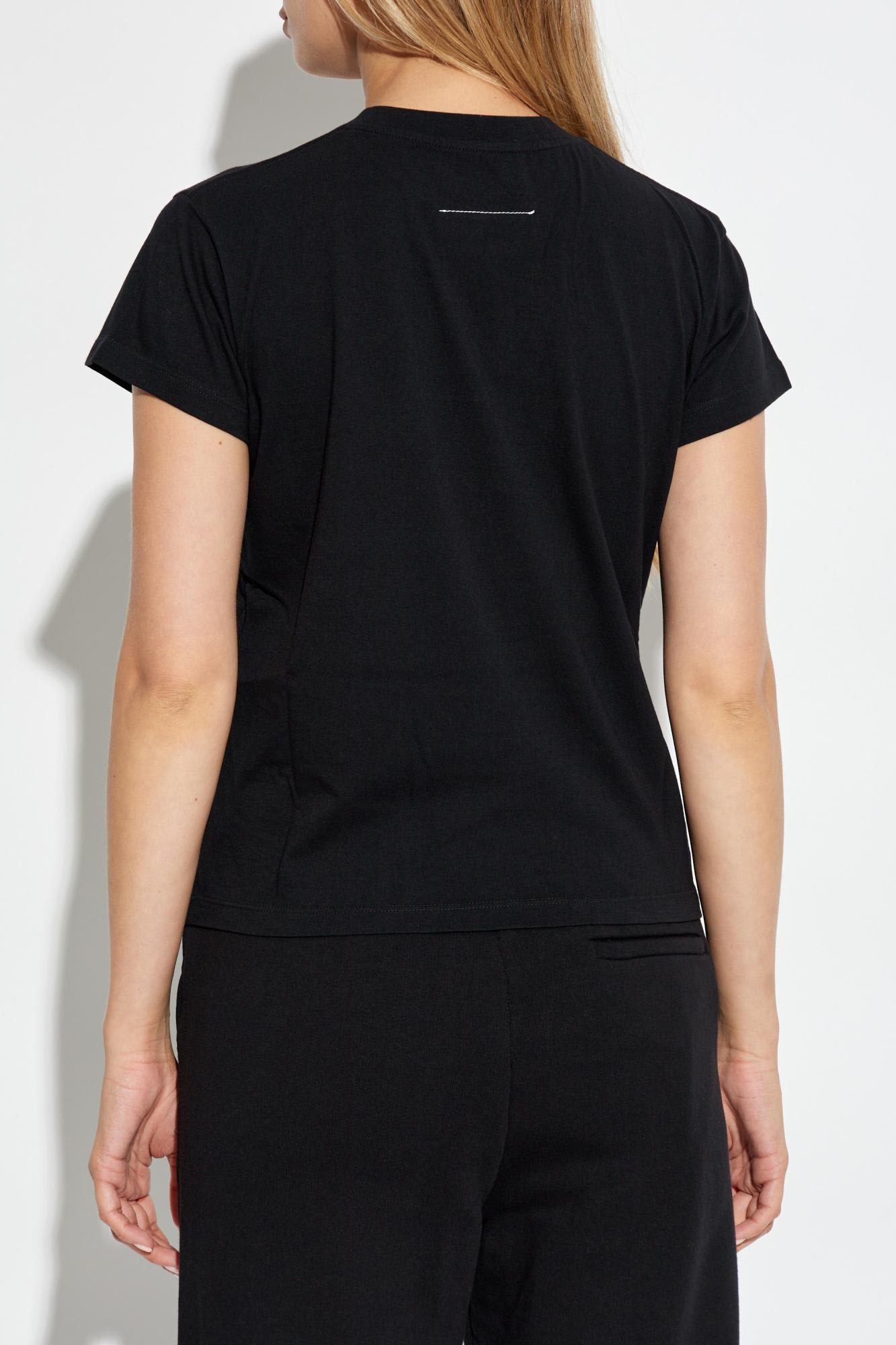 Shop Mm6 Maison Margiela T-shirt With Logo In Black