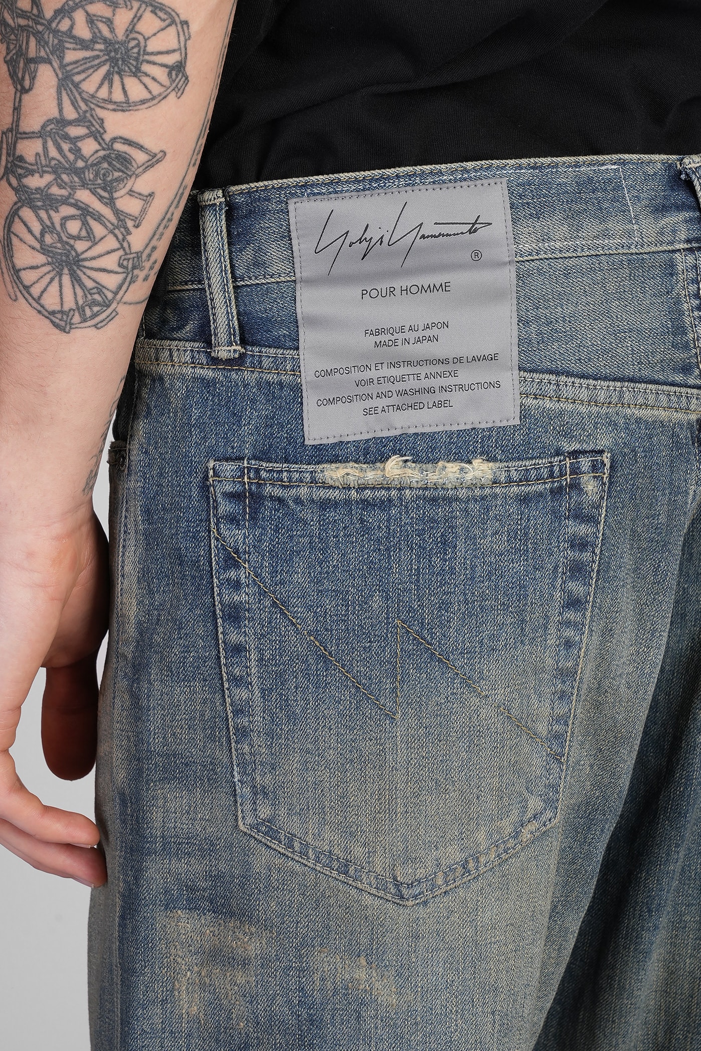 Shop Yohji Yamamoto Jeans In Blue Denim