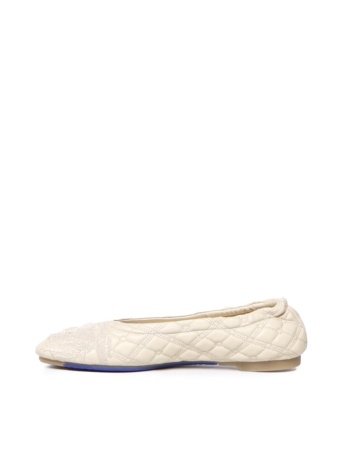 Shop Burberry Sadler Leather Ballet Shoes In Clay