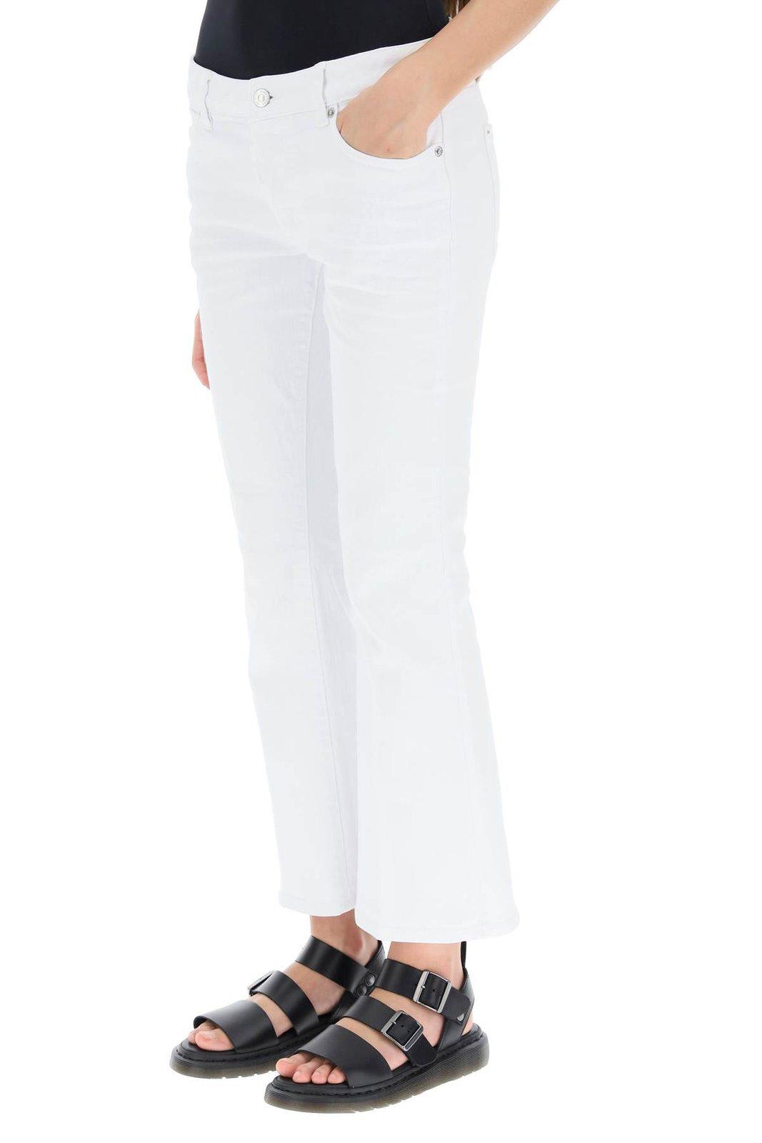 Shop Dsquared2 Bootcut High-waist Cropped Trousers In Bianco