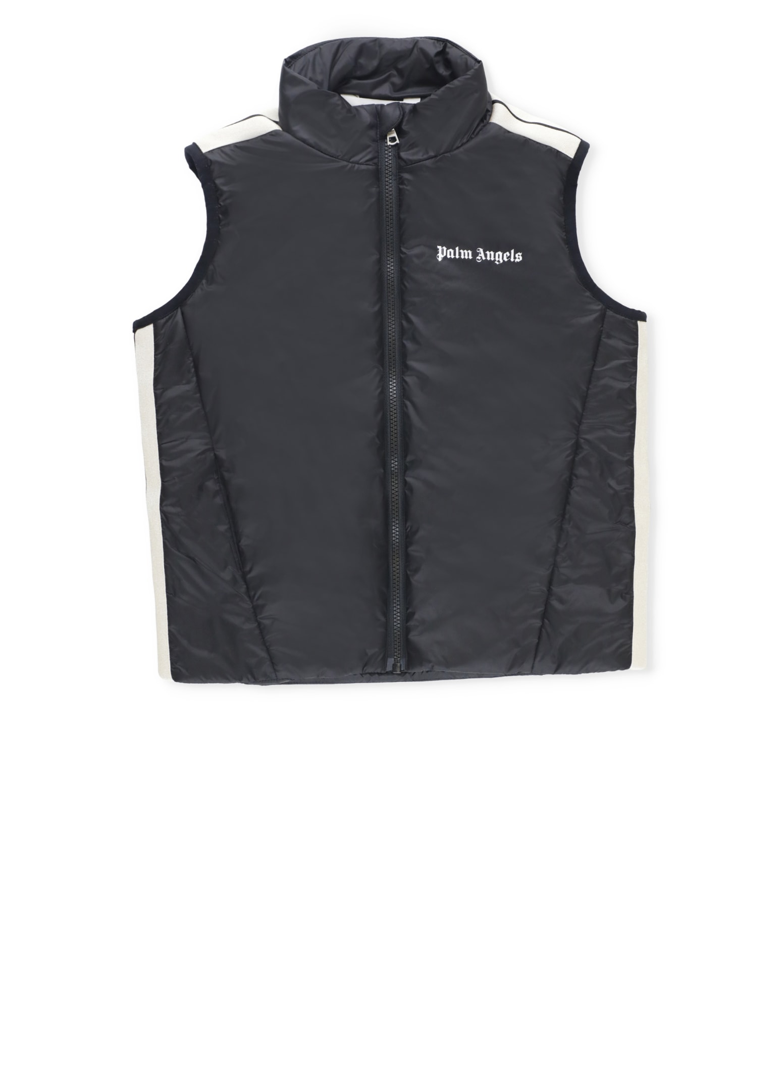 Shop Palm Angels Logo Light Puffer Vest In Black
