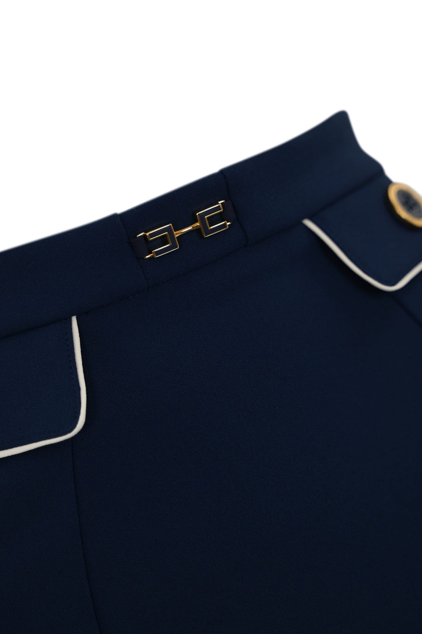Elisabetta Franchi Navy Blue Mini Skirt In Oltremare/burro