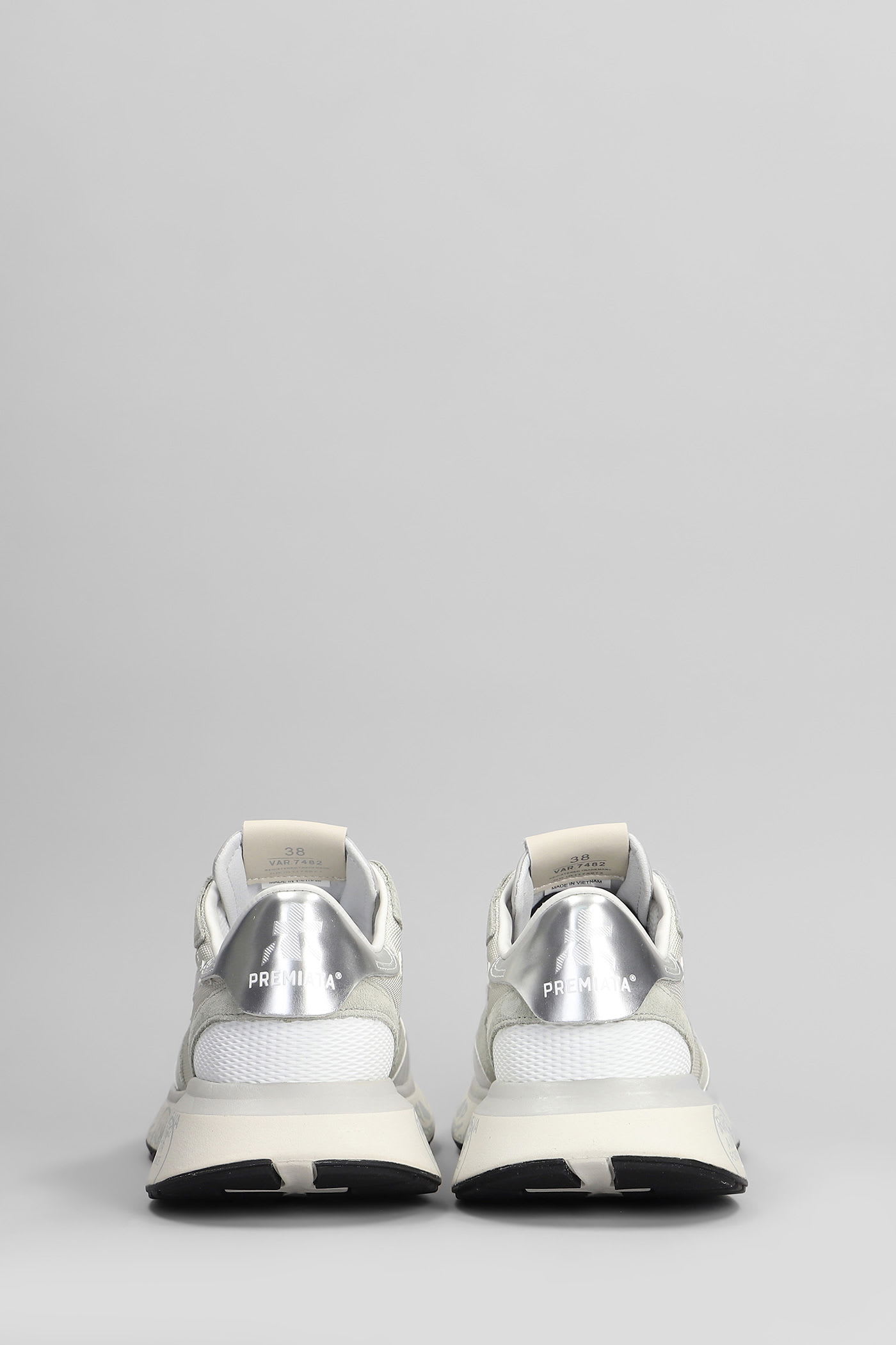 Premiata Lauryn Sneakers In Silver Leather And Fabric In Silver