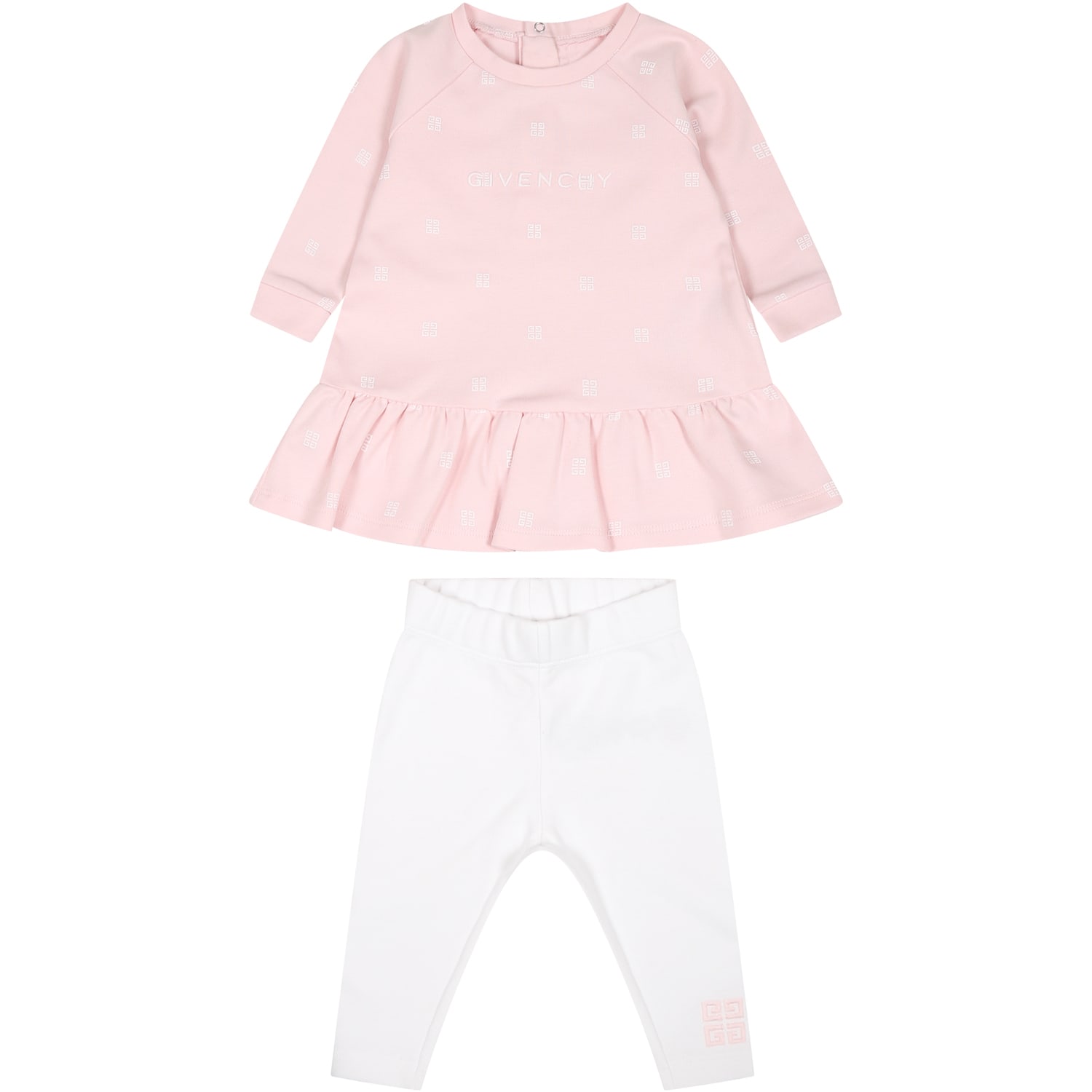 GIVENCHY PINK SET FOR BABY GIRL WITH LOGO