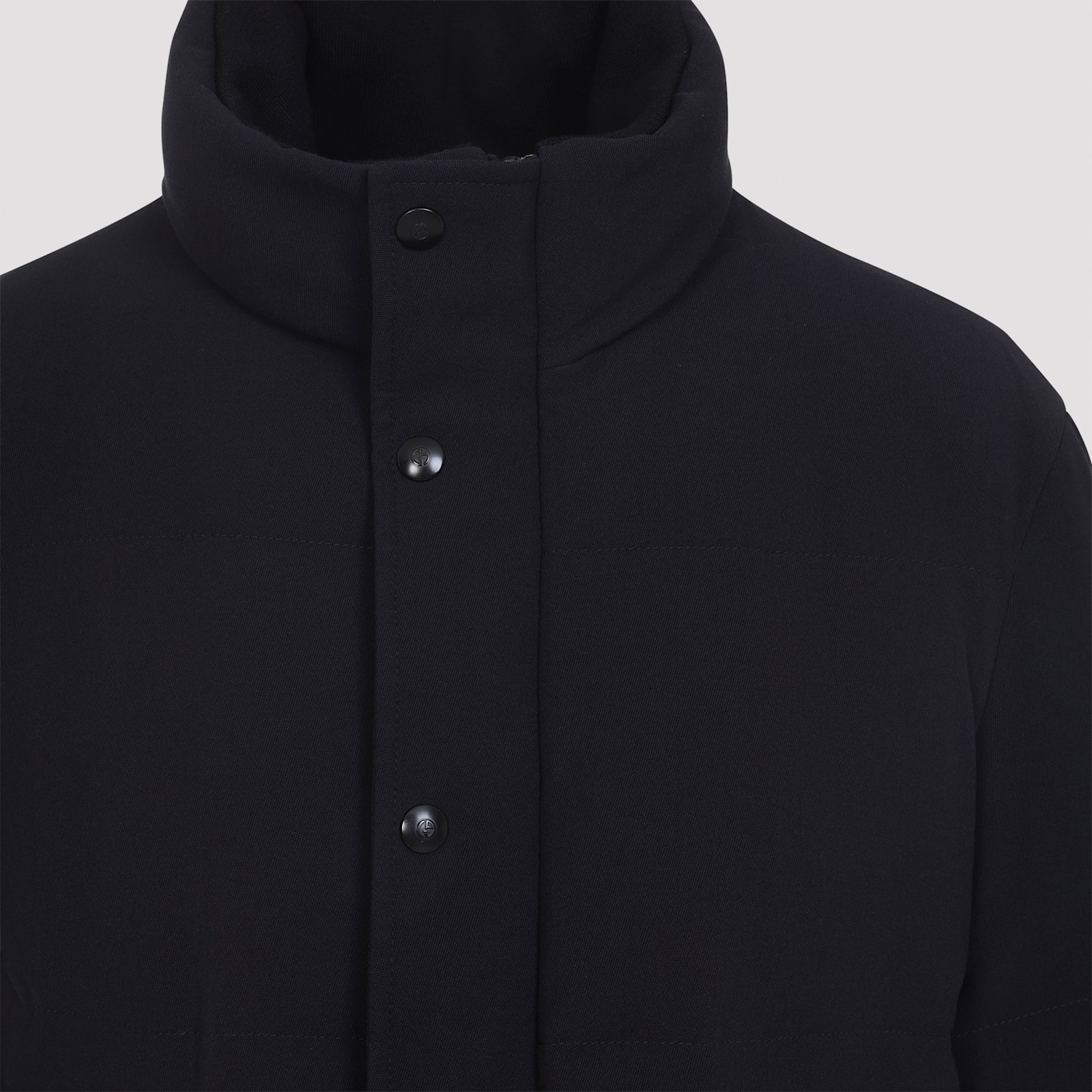 Giorgio Armani Quilted High Collar Jacket With Front Pockets In Black