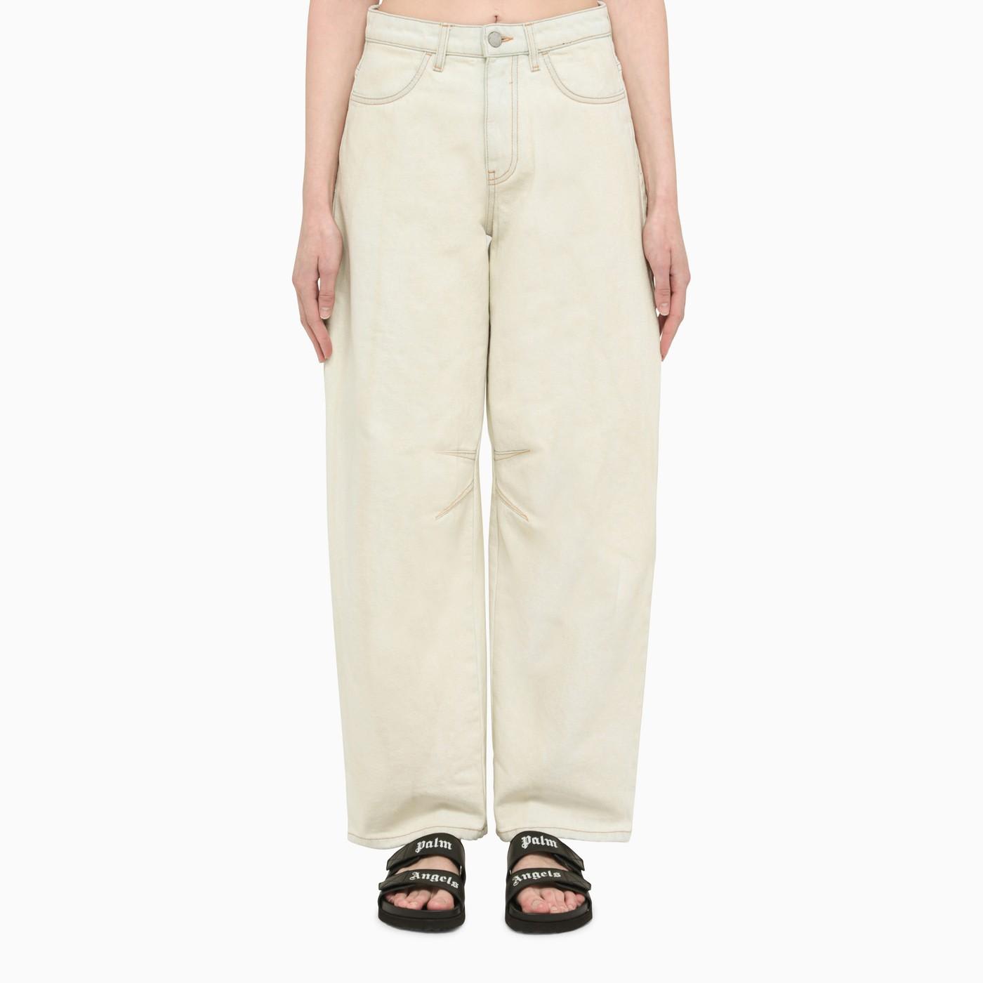 Palm Angels Washed White Baggy Trousers