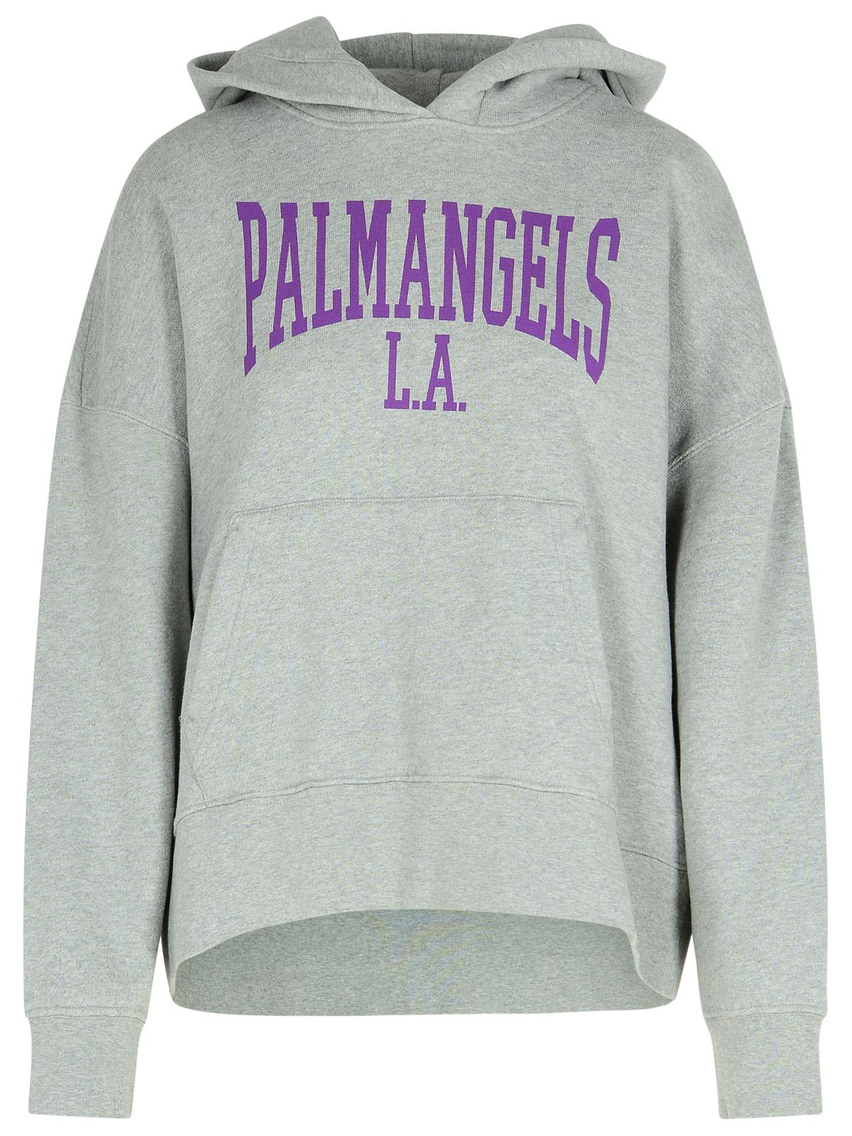 Shop Palm Angels College Grey Cotton Sweatshirt