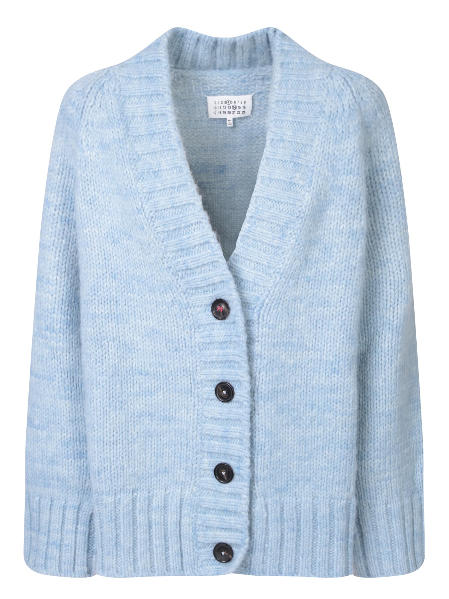 Shop Maison Margiela Chunky-knit Oversize Cardigan In Blue