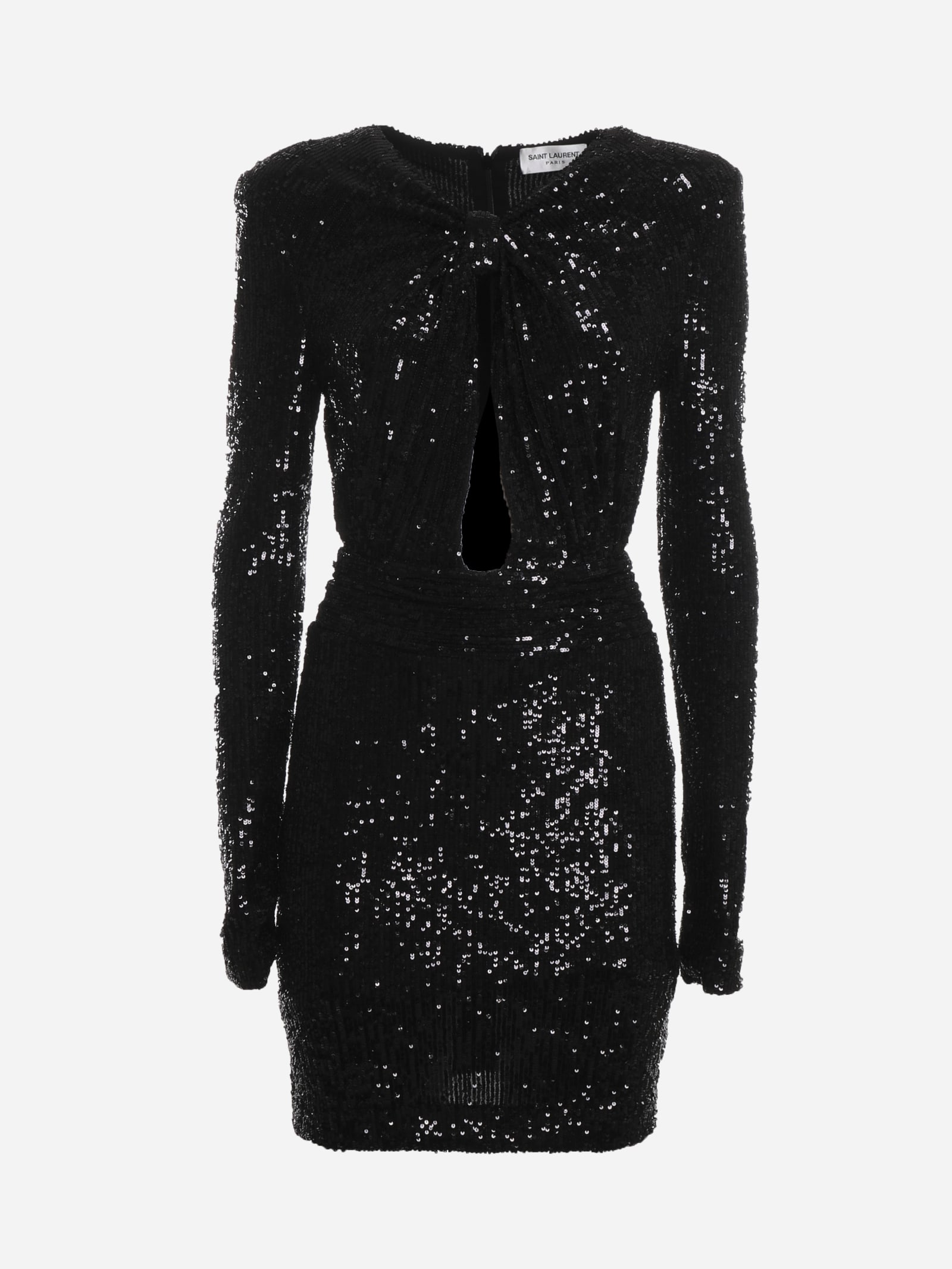 Saint Laurent Mini Dress With Cut-out And All-over Sequins