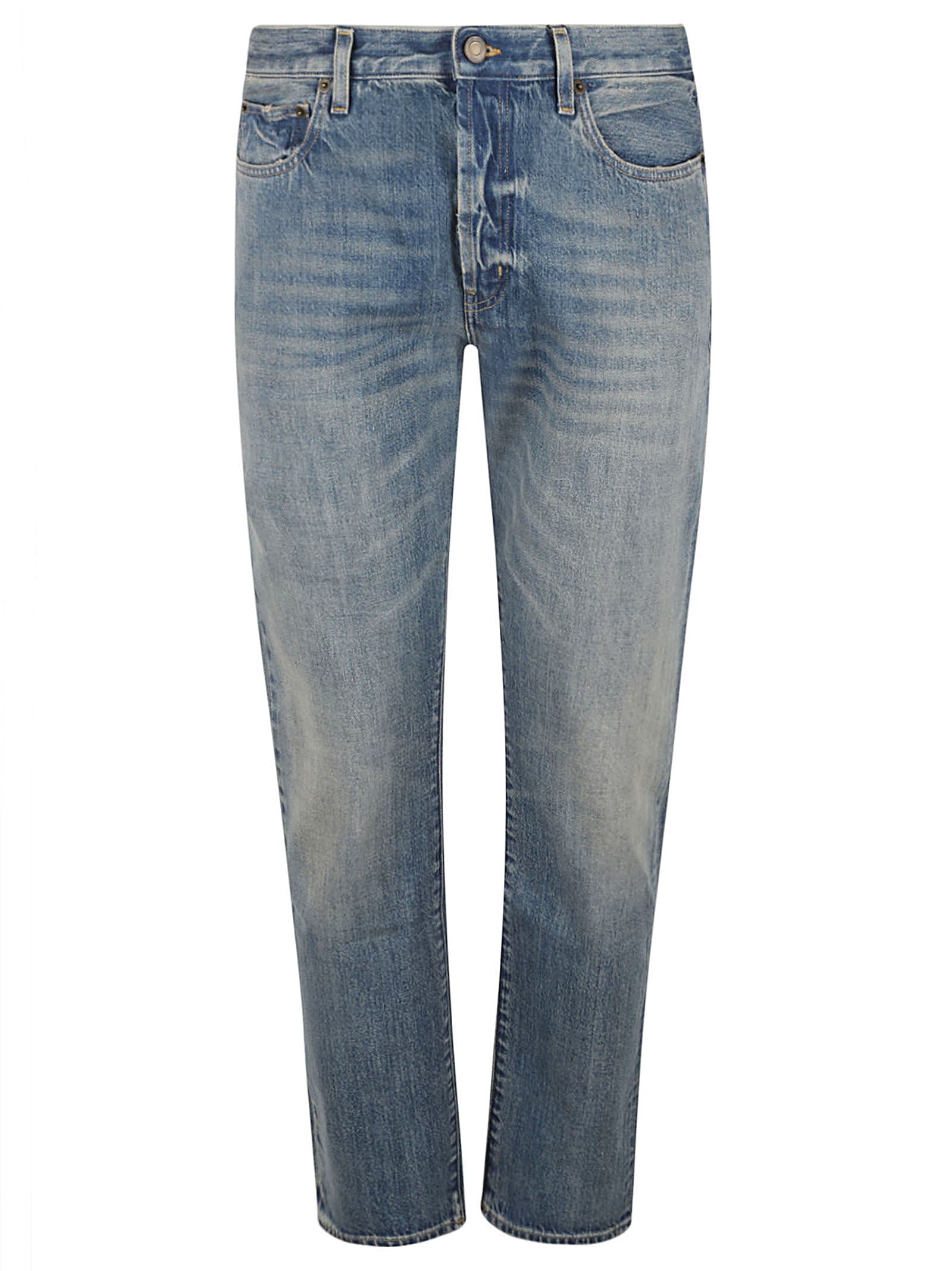 Saint Laurent Relaxed Mid Waist Jeans In Blue
