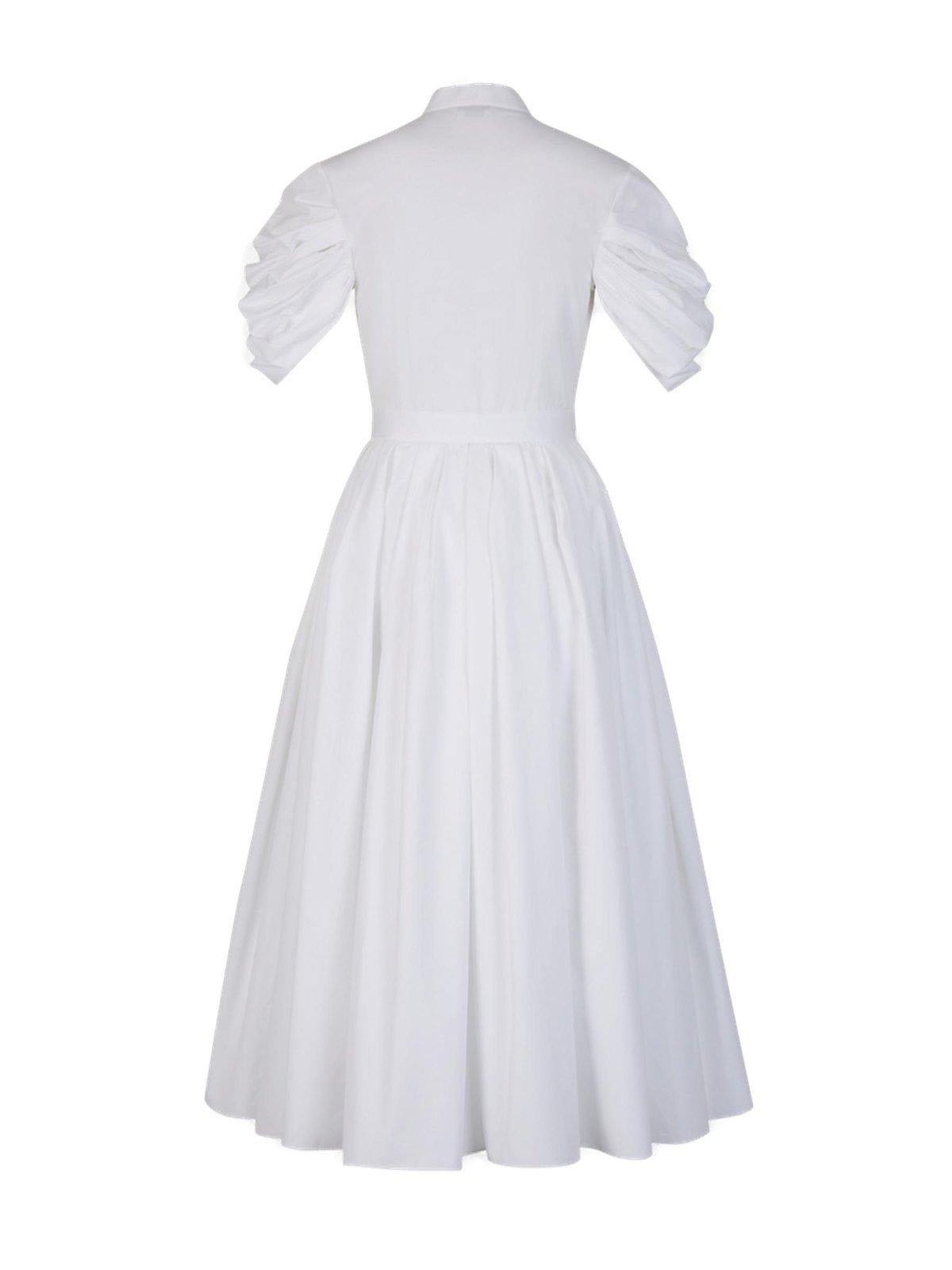 Shop Alexander Mcqueen Short-sleeved Pleated Dress In White