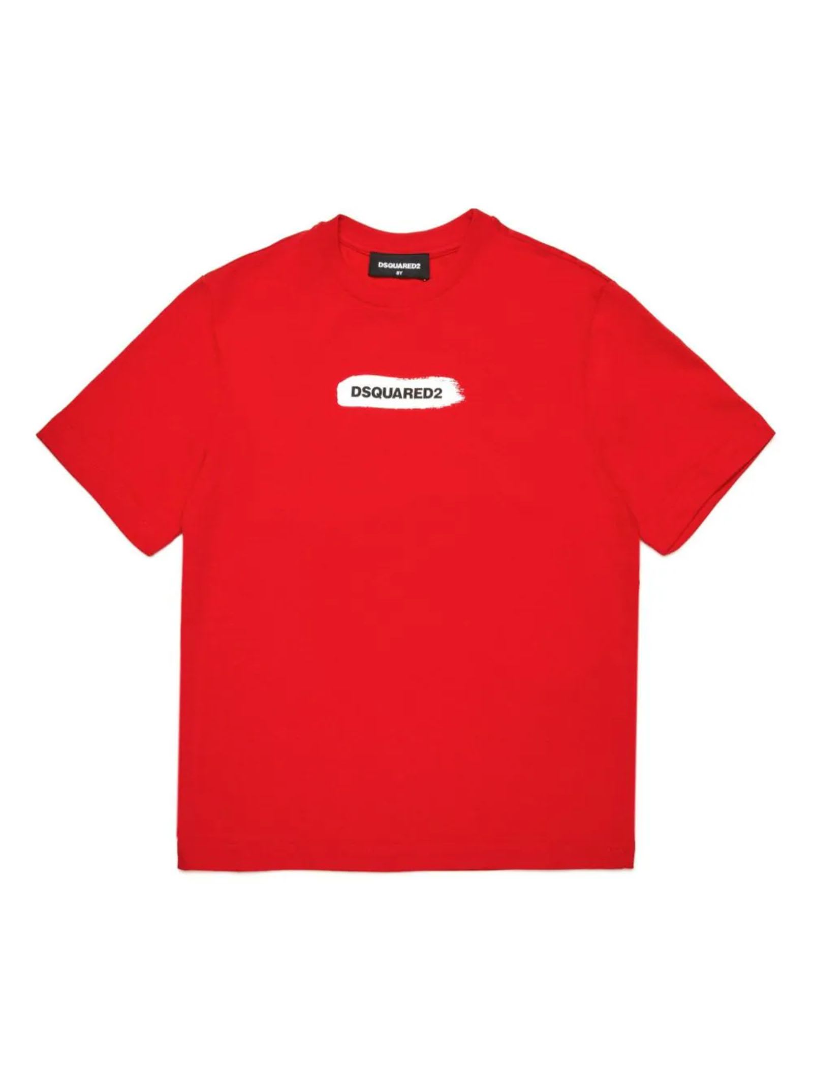 Dsquared2 Logo-print Cotton T-shirt In Rosso