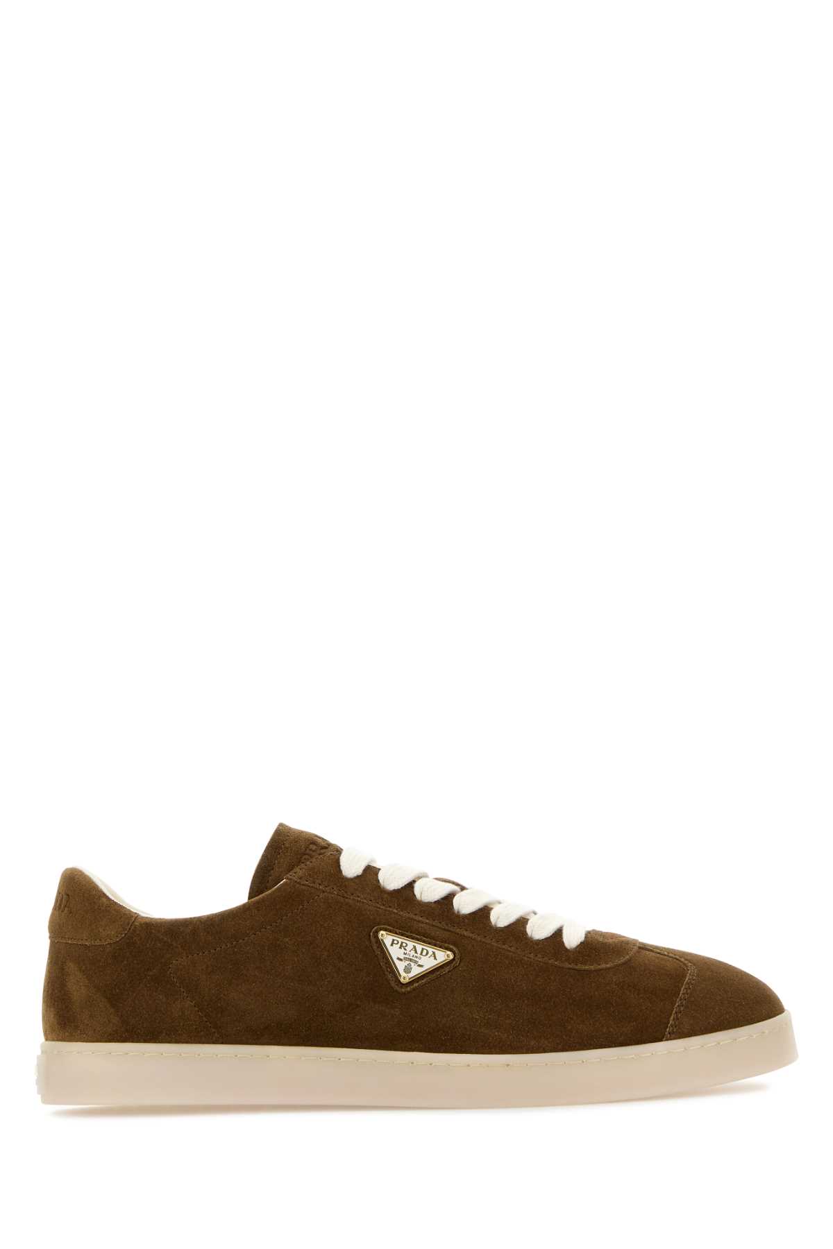 Shop Prada Brown Suede Sneakers