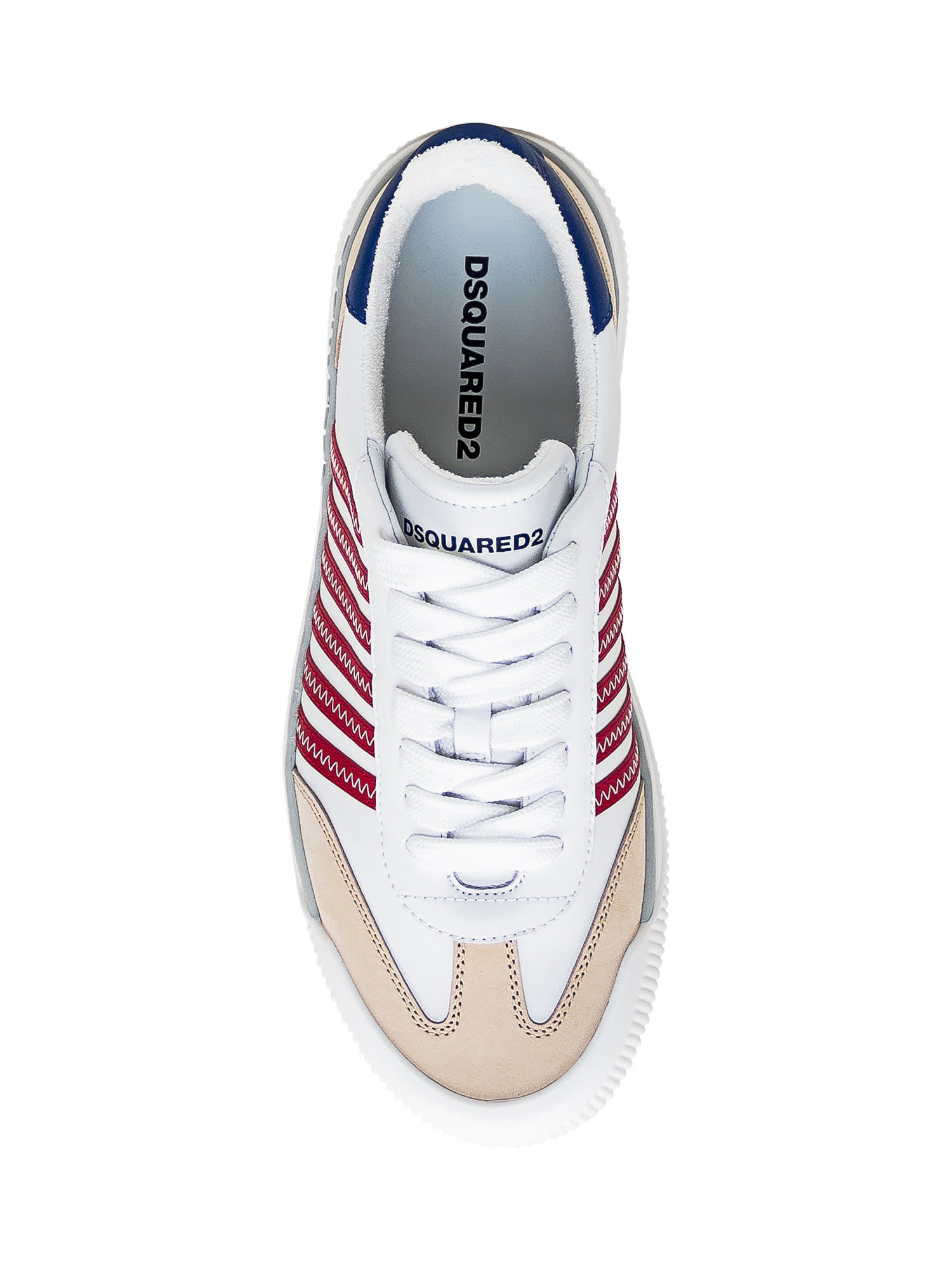 Shop Dsquared2 New Jersey Sneaker In Bianco-rosso-blu