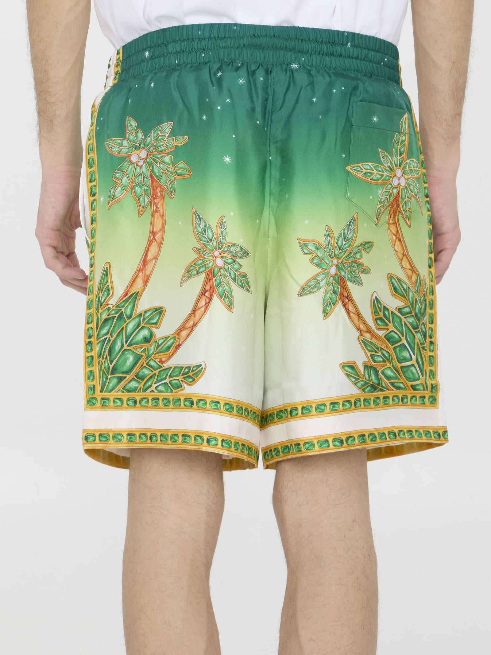 Shop Casablanca Silk Twill Shorts In Silk Satin