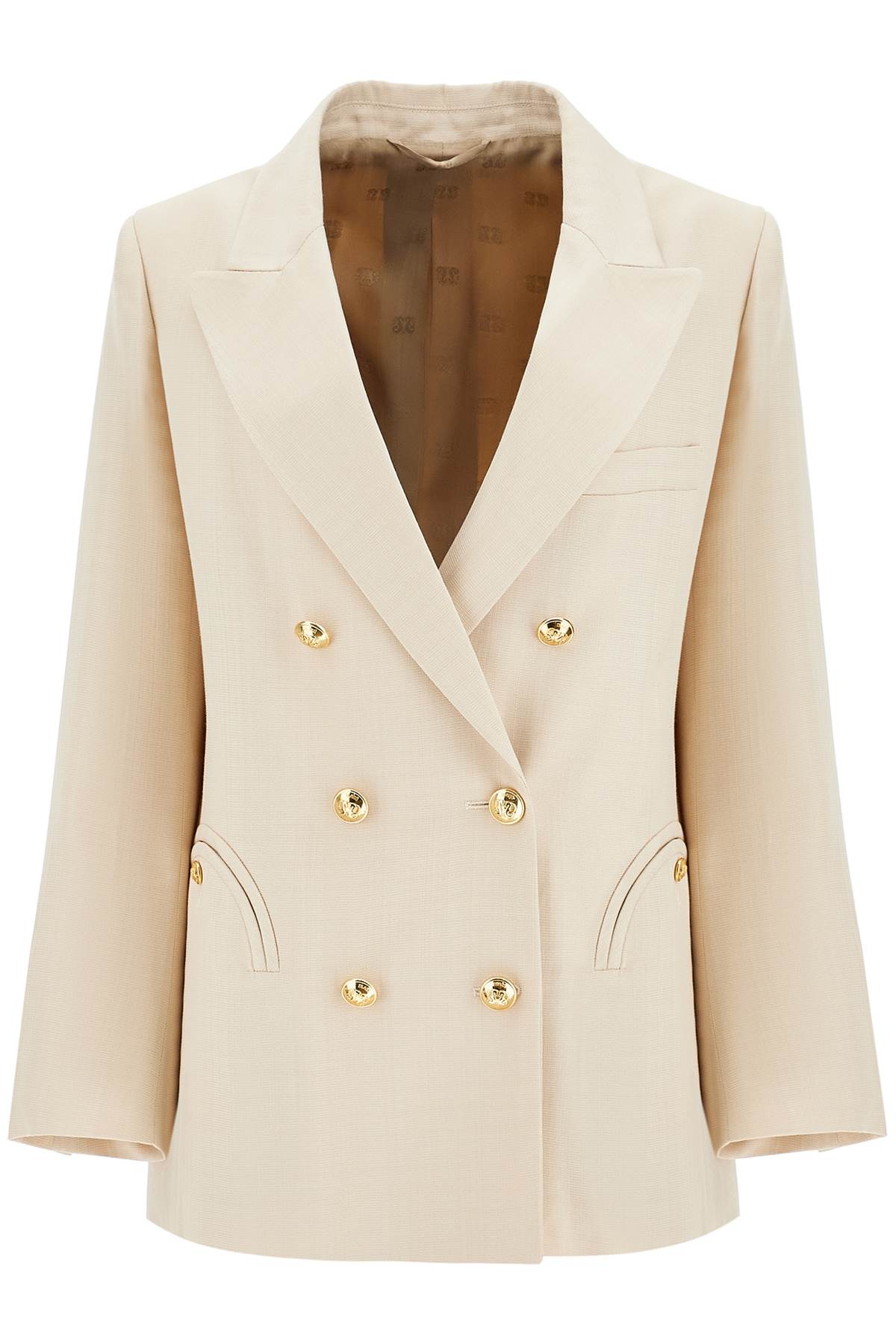 Ivory Double-breasted Viscose Blazer