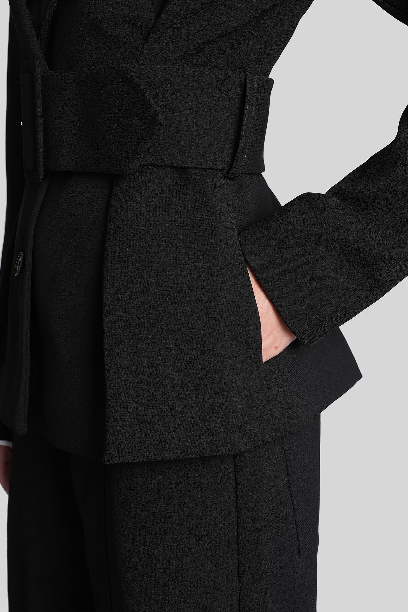 Rotate Birger Christensen Black Single-breasted Jacket With Belt In Black