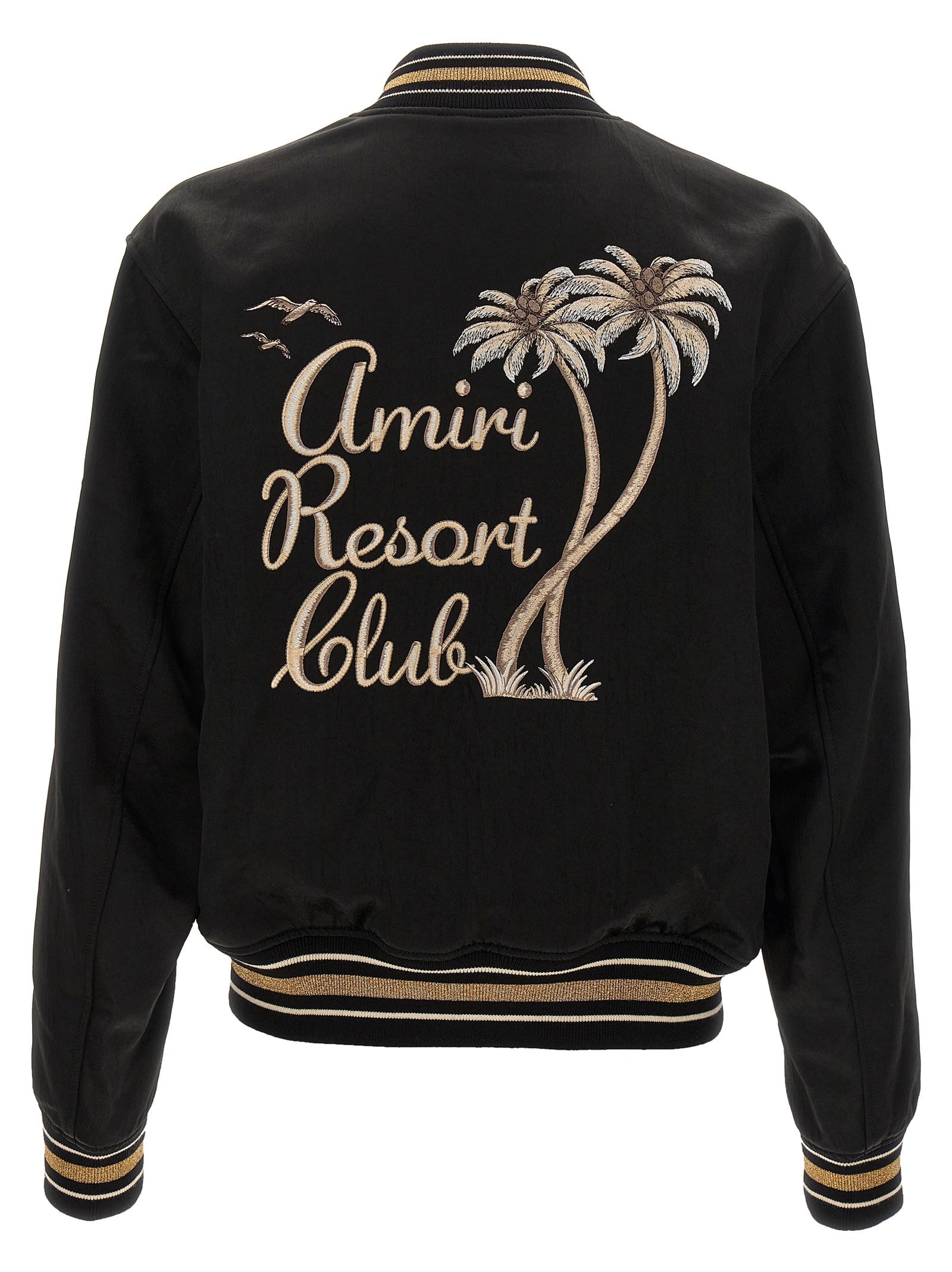 Shop Amiri Palms Souvenir Bomber Jacket In Black