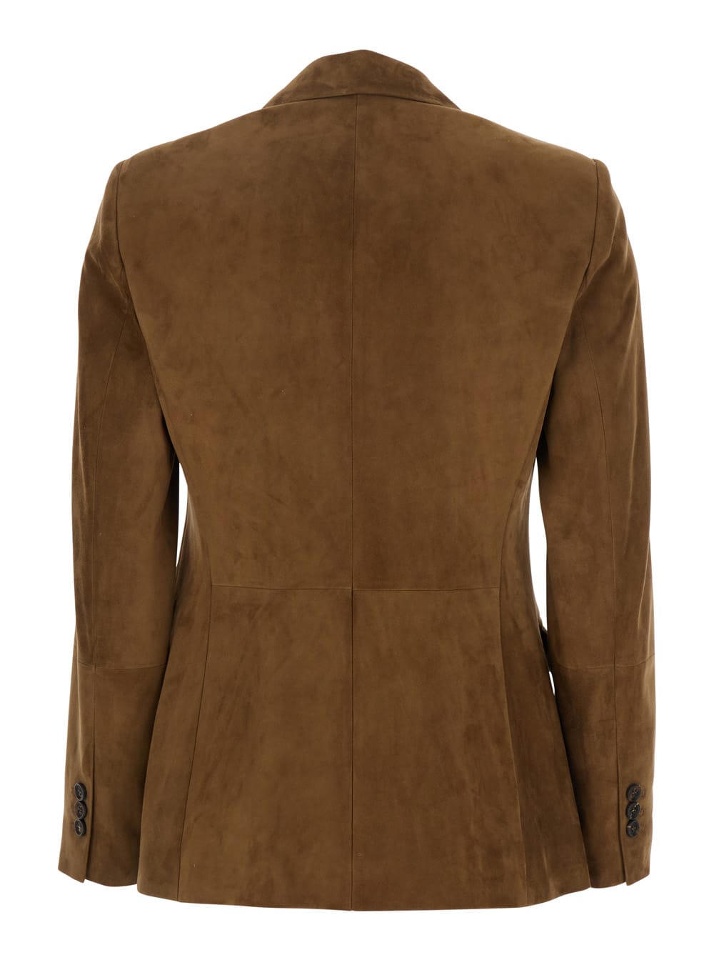 Brunello Cucinelli Beige Single-breasted Blazer Jacket With Pointed Lapels In Suede Woman In Beige
