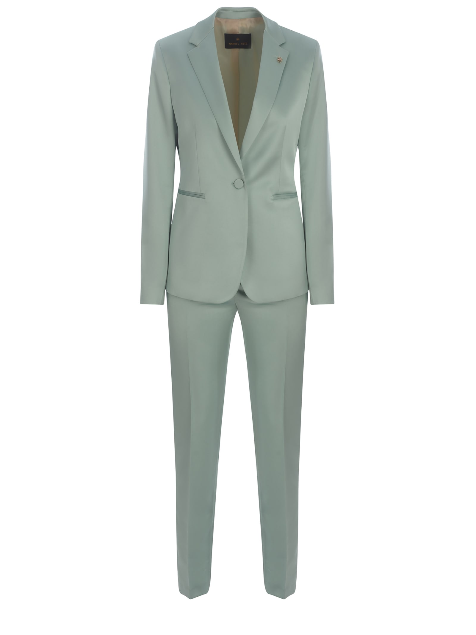 Shop Manuel Ritz Tailleur  Made Of Satin In Verde Lucido