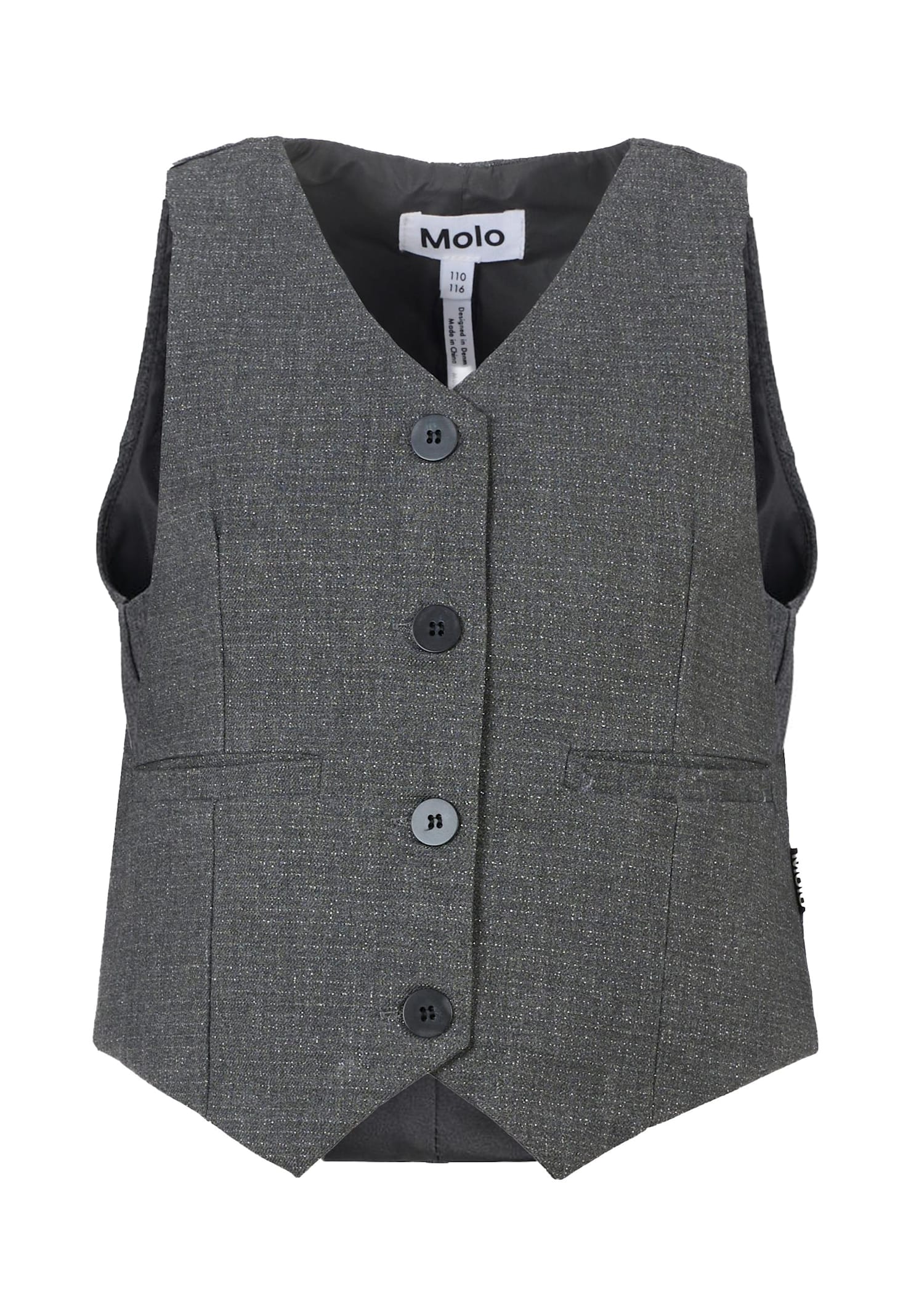 Molo Grey Waistcoat For Girl With Lurex In Gray